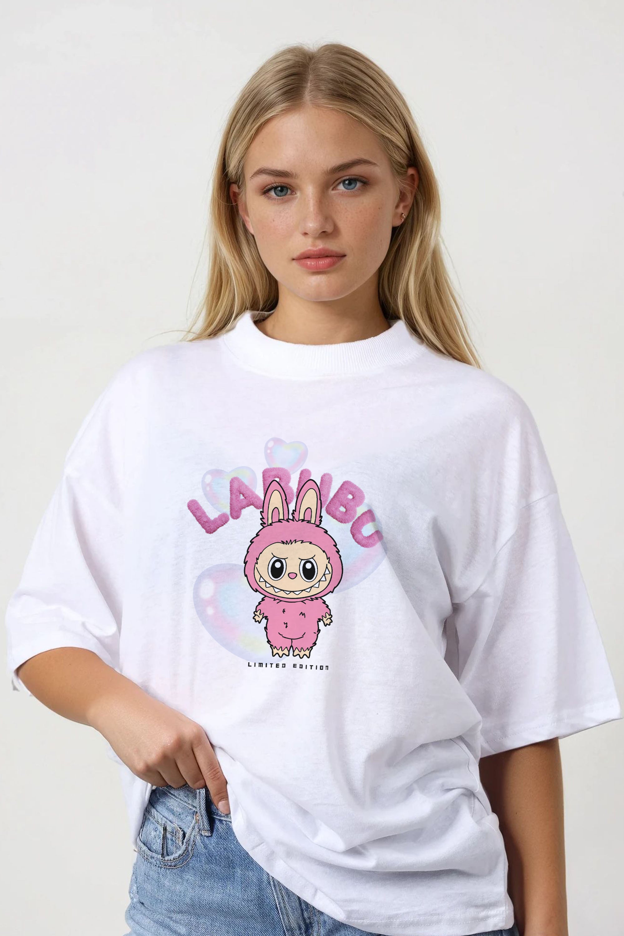 150GSM Oversized T-Shirt in Cute Labubu Print