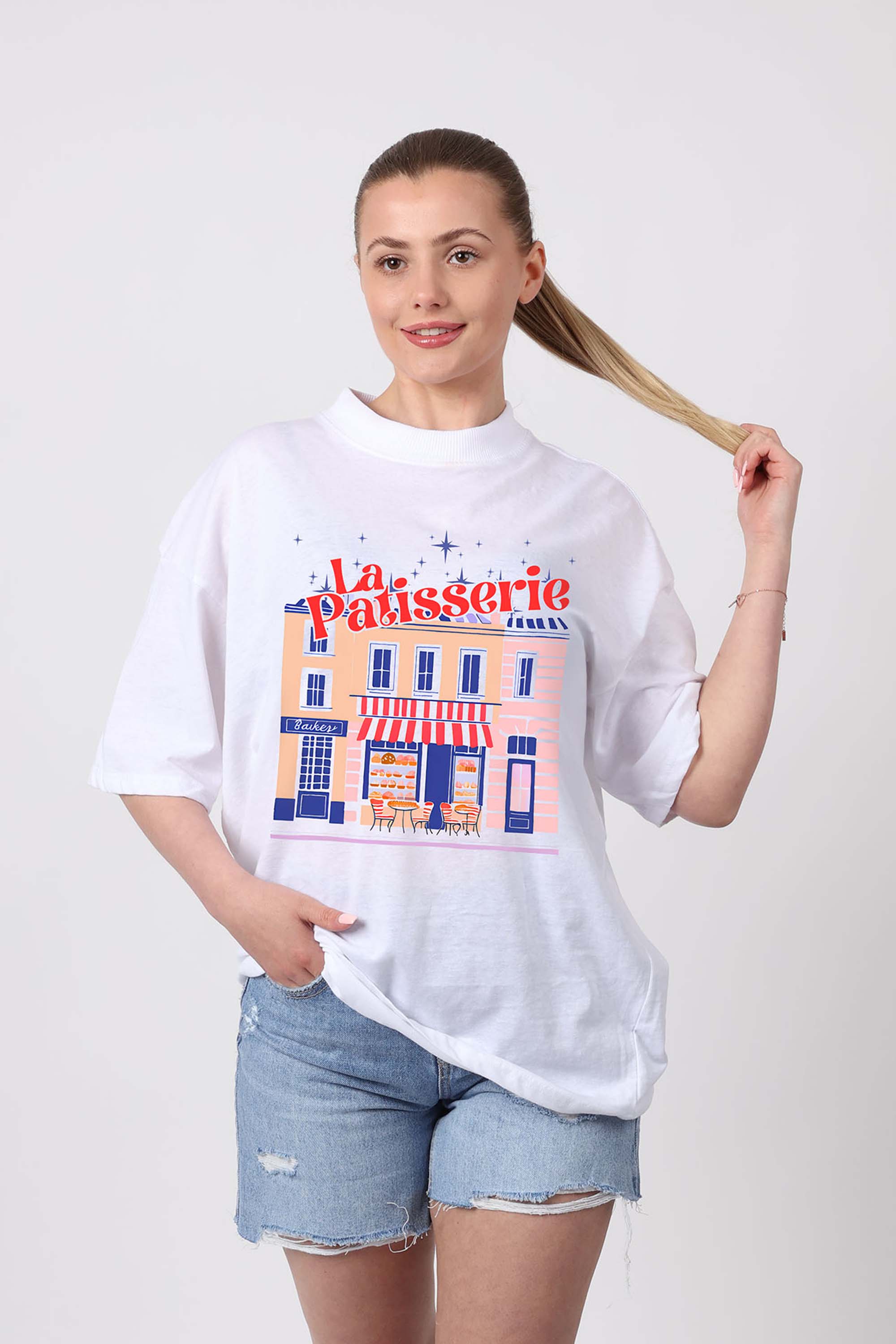 150GSM Oversized T-Shirts in La Patisserie Print (Custom Pack)
