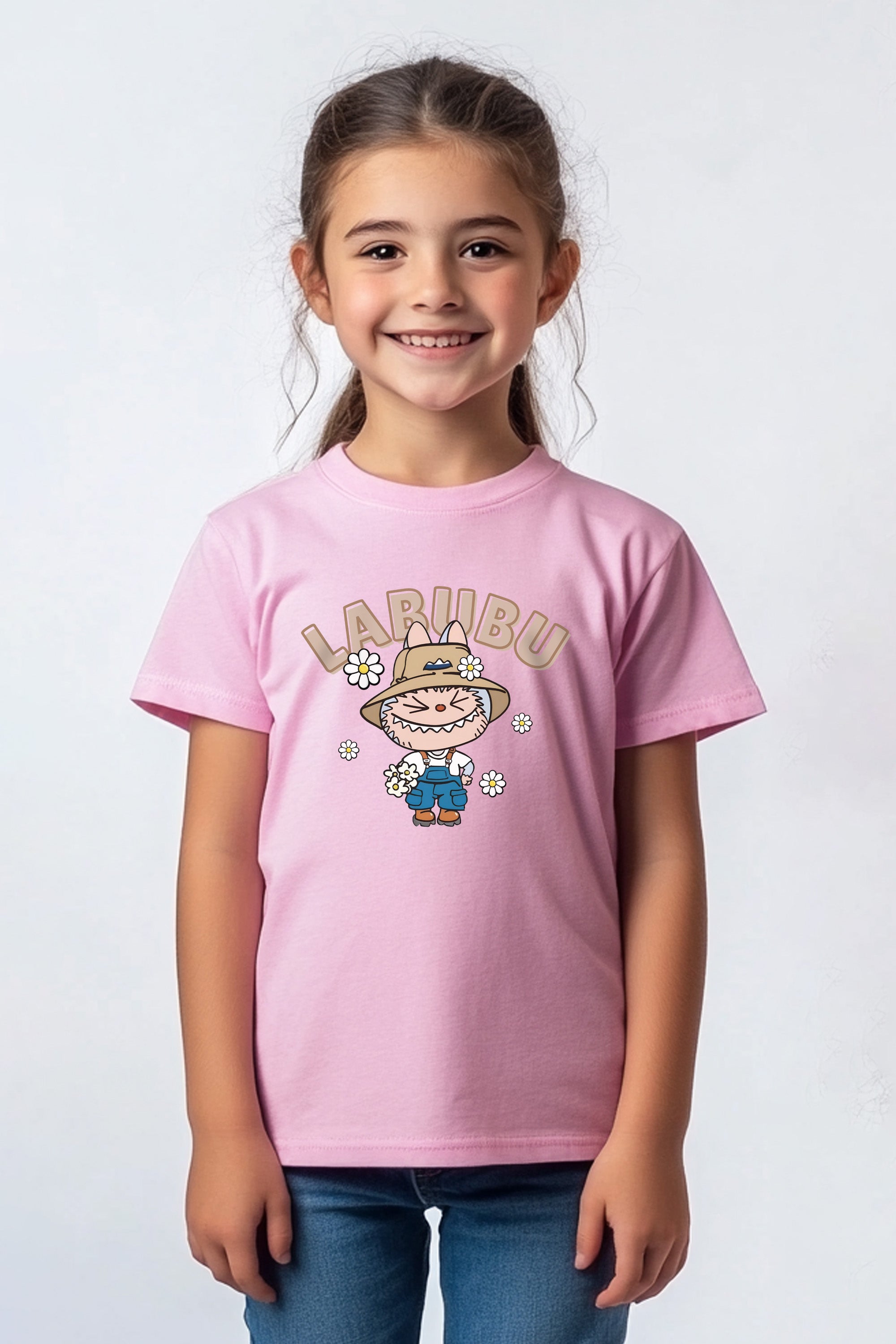 Kids Labubu Daisy Farmer Printed T-Shirt