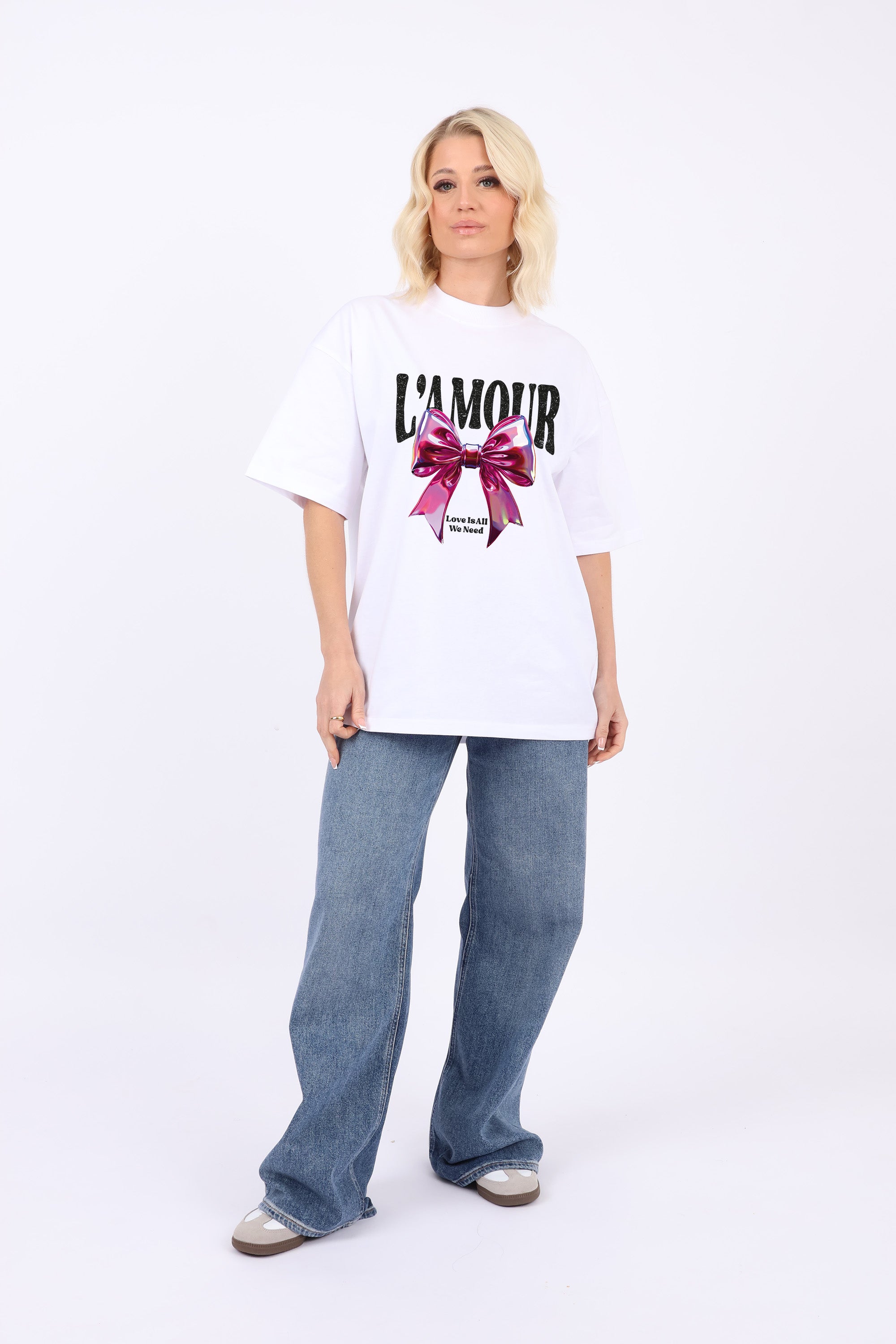 Oversized T-Shirt In L'amour Bow Print (Custom Pack)