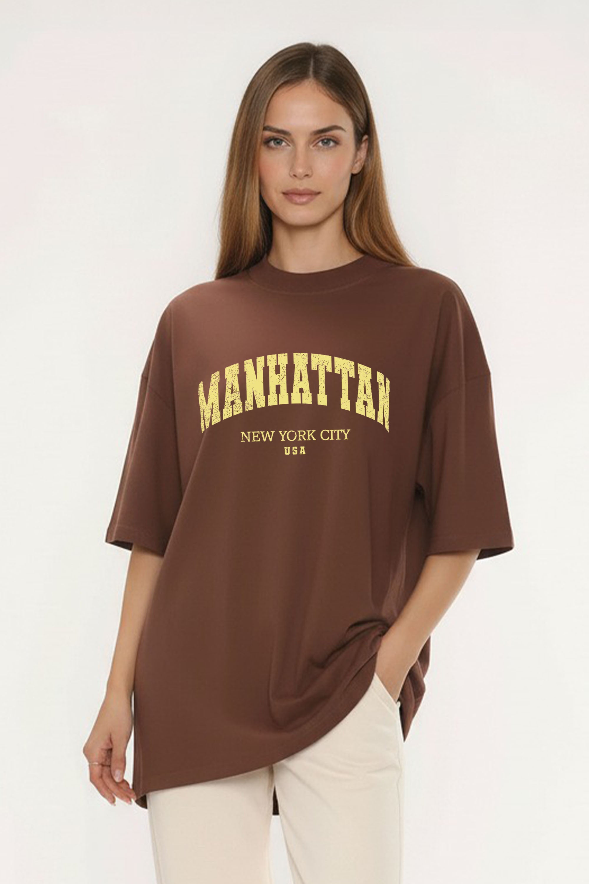 Oversized T-Shirt In Manhattan NYC Print (Custom Pack)| Missi