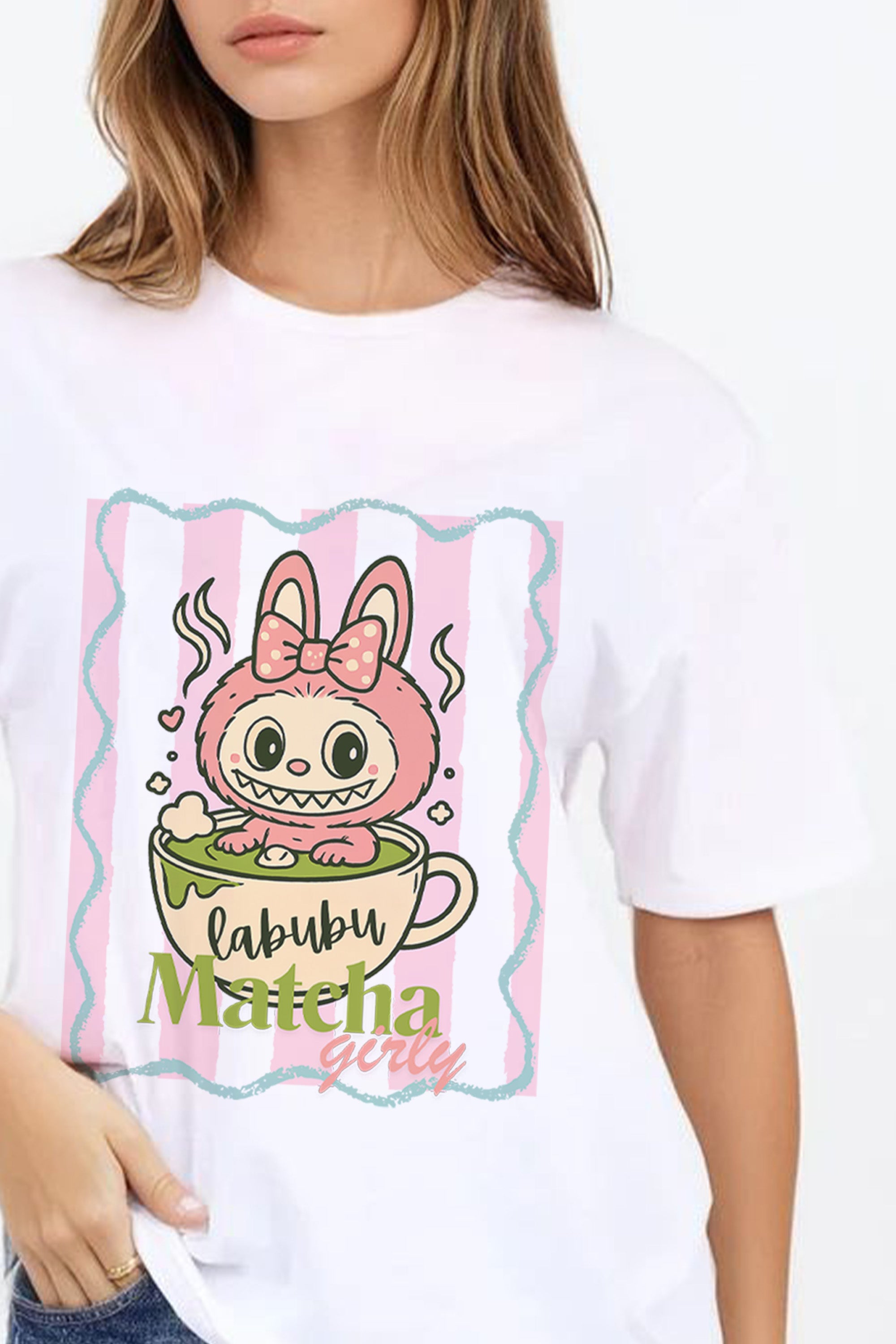 Regular Fit T-shirt in Labubu Matcha Girly Print