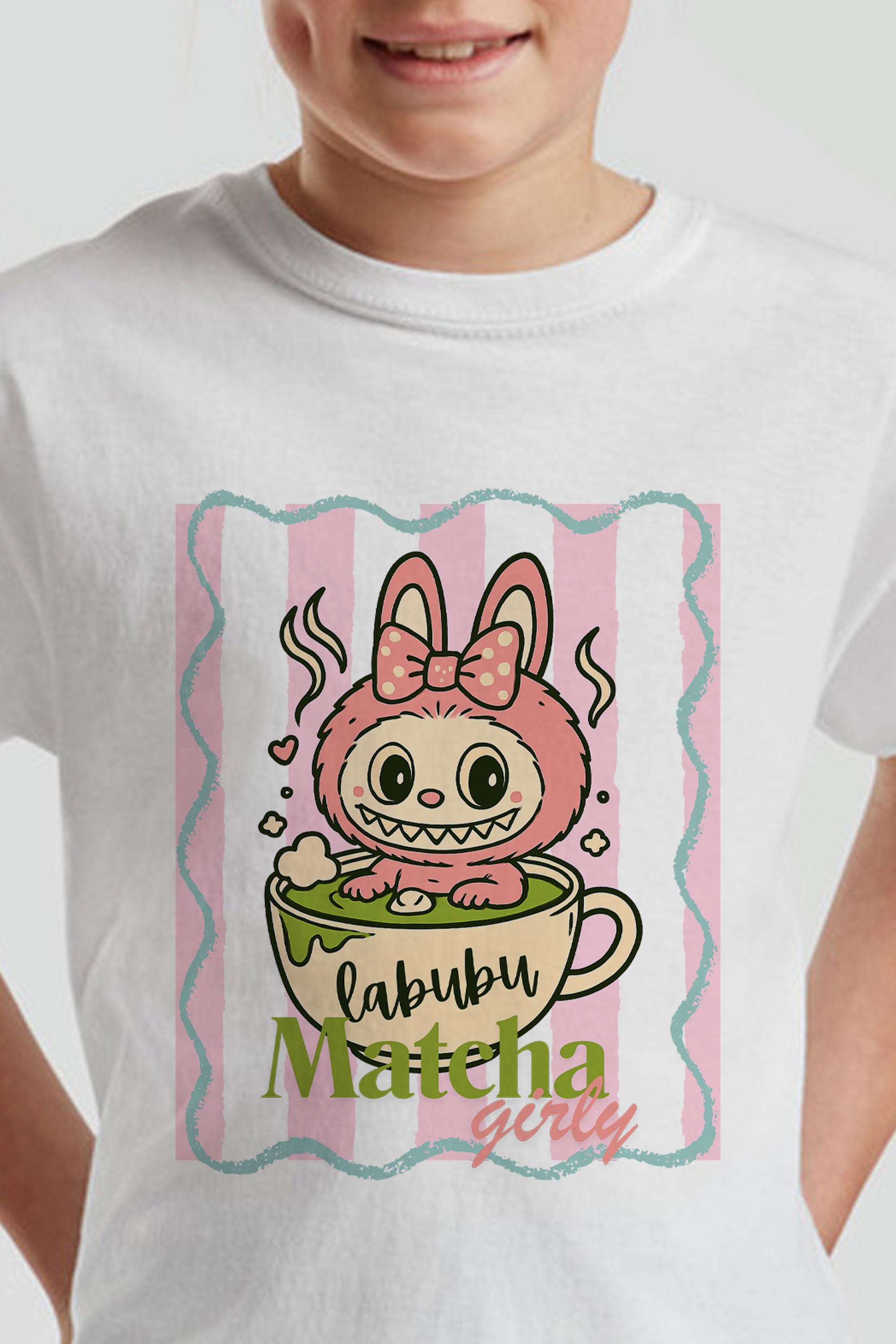 Kids Labubu Matcha Girly Printed T-Shirt