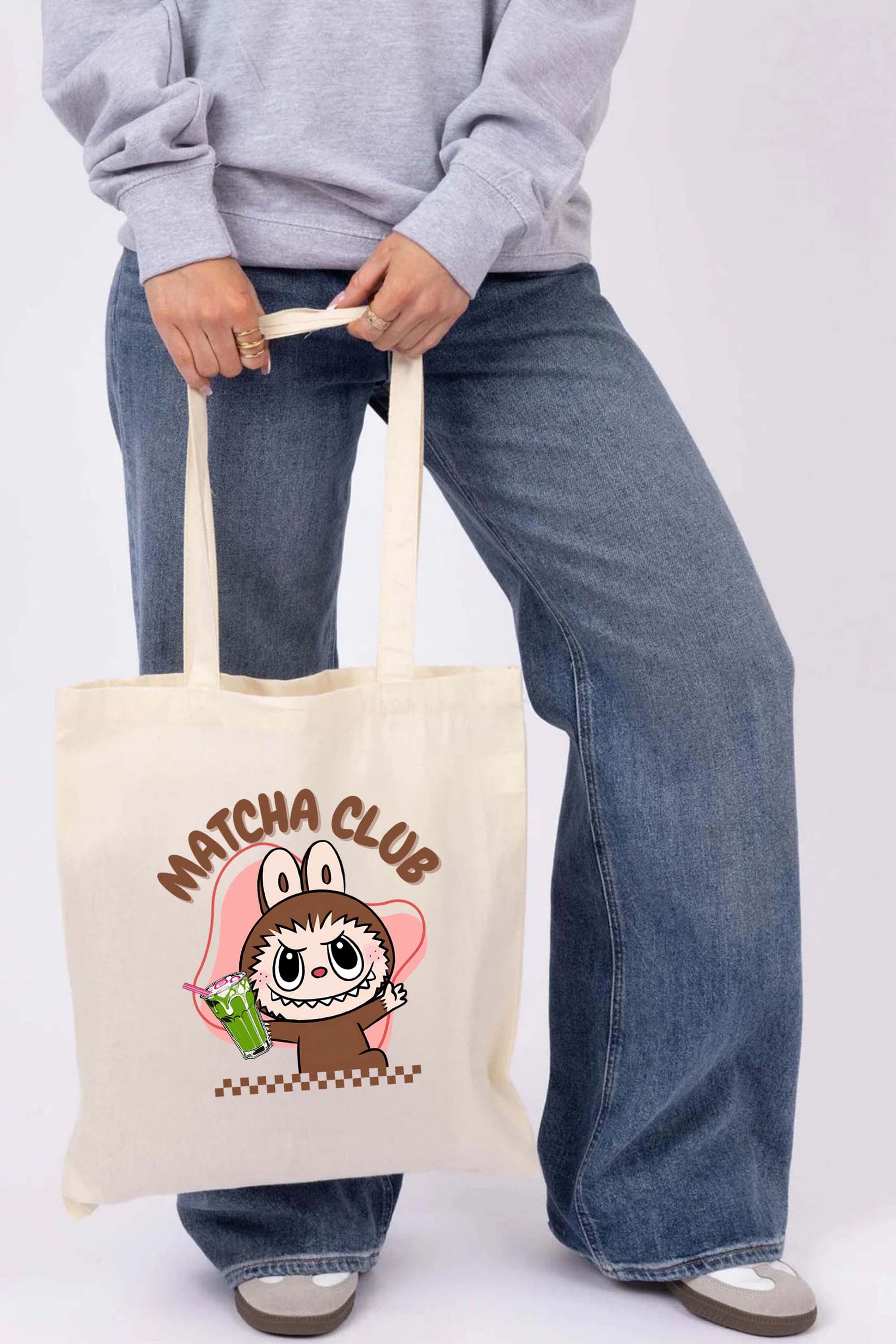Labubu Matcha Printed Cotton Tote Bag