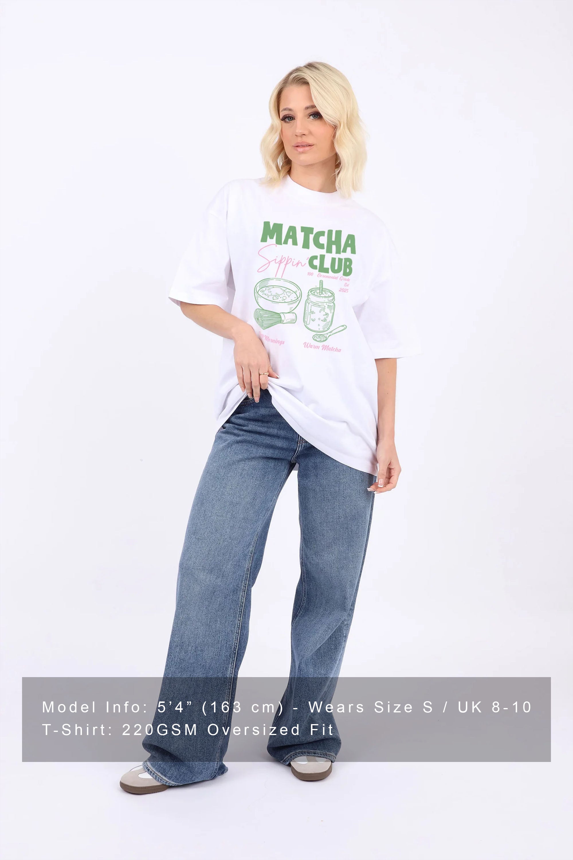 220GSM Oversized T-Shirt In Matcha Club Print | Missi Clothing