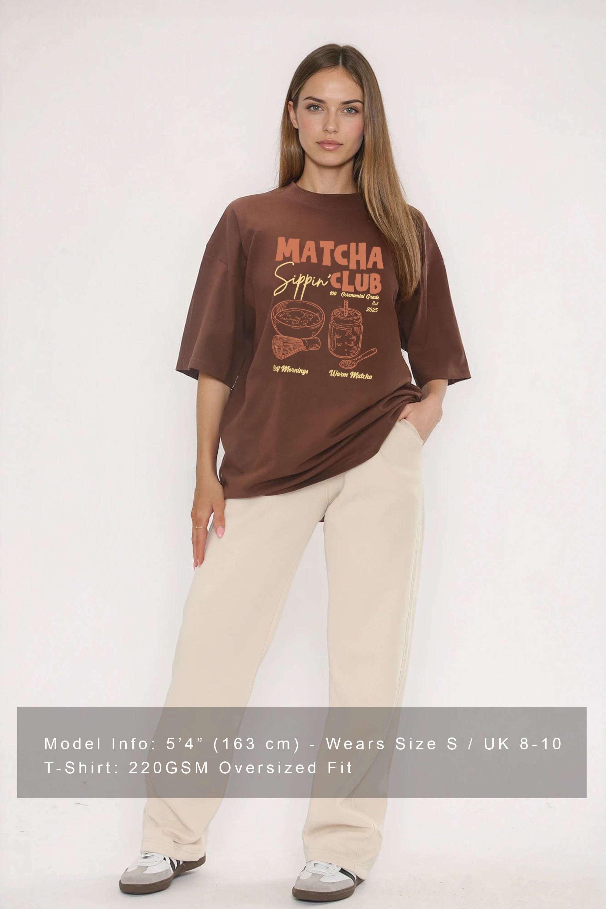 220GSM Oversized T-Shirt In Matcha Club Print | Missi Clothing