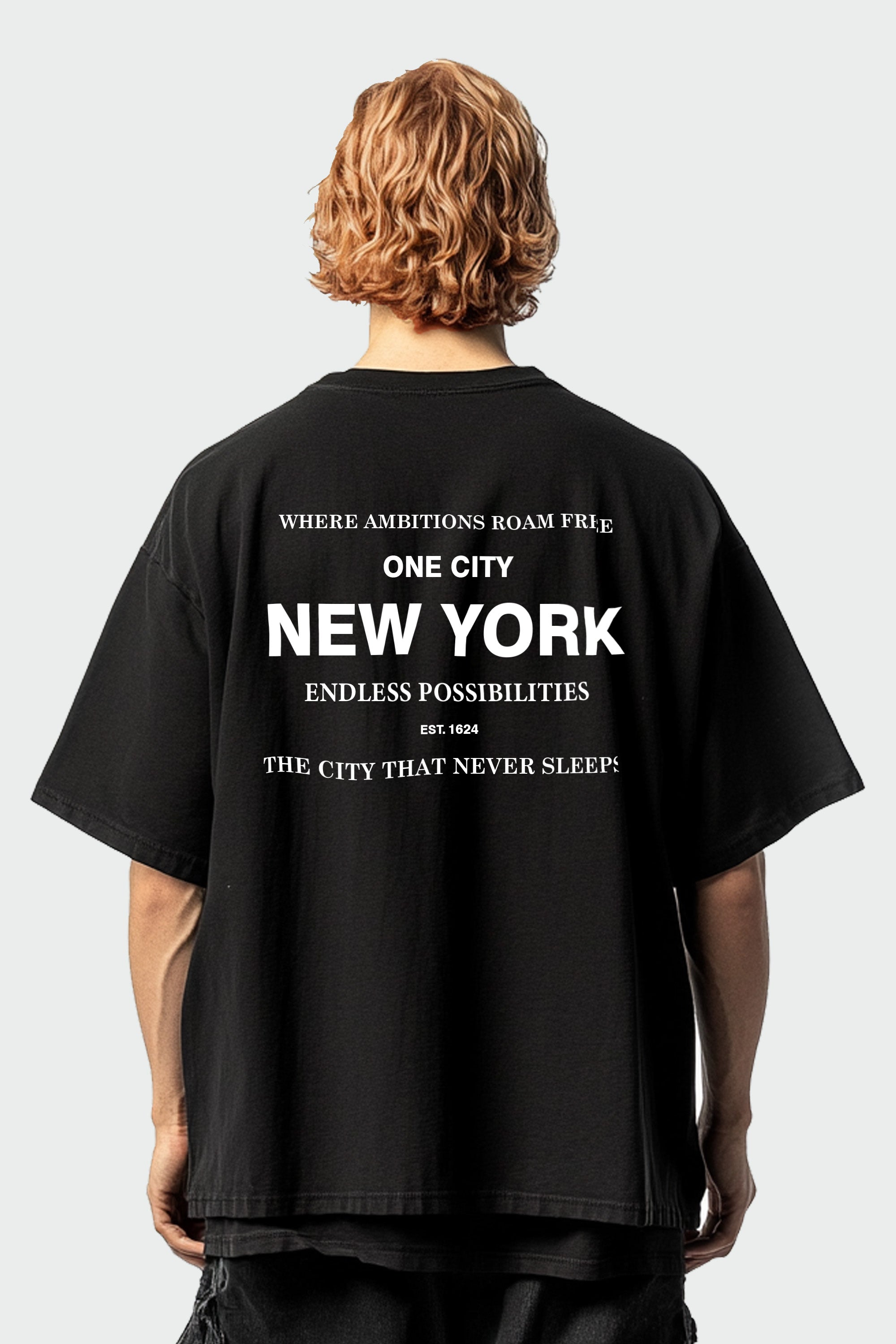 Mens 220 Gsm Oversized New York City Endless Possibilities Printed T-shirt (Custom Packs)