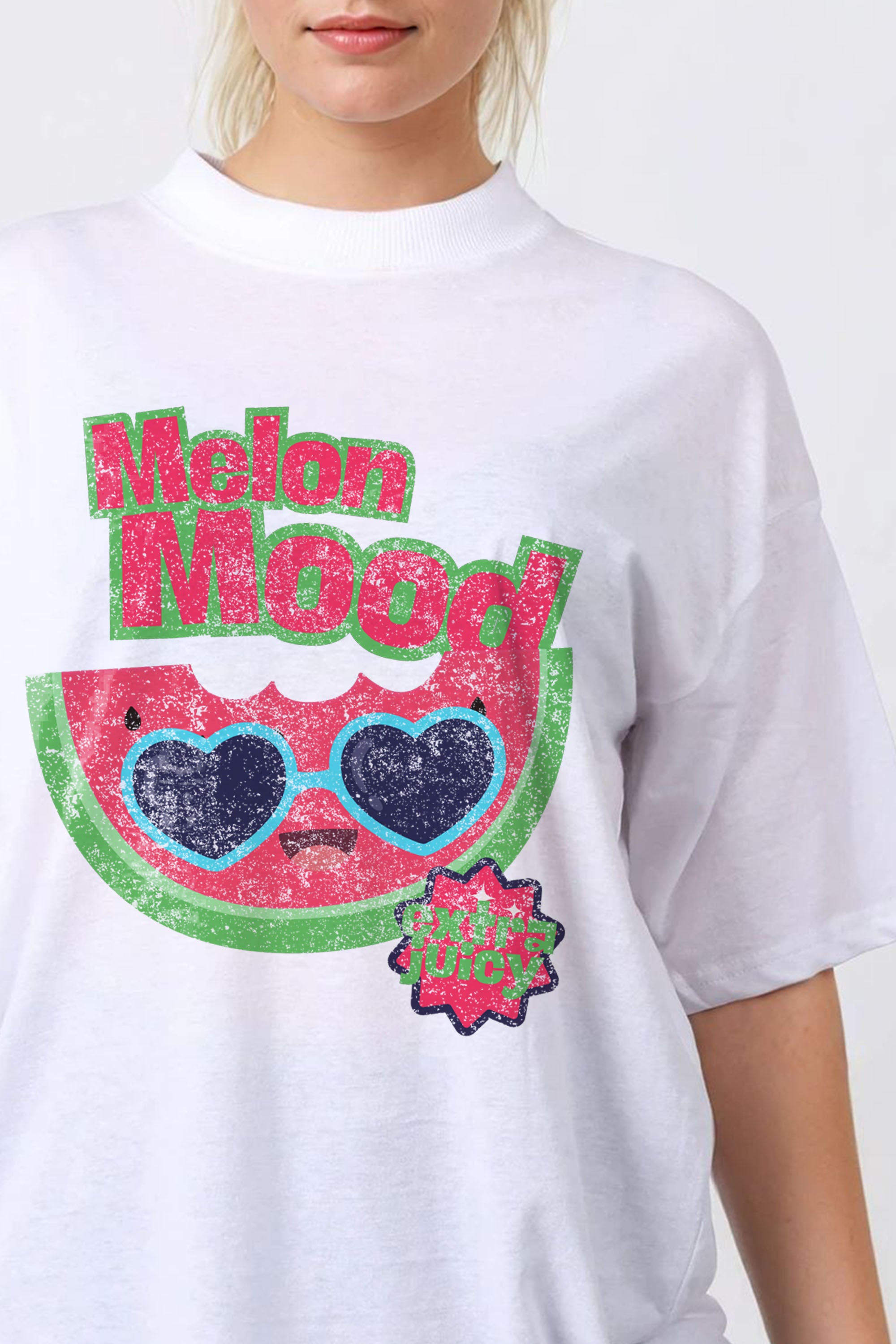 150GSM Oversized T-Shirt in Melon Mood Distressed Print