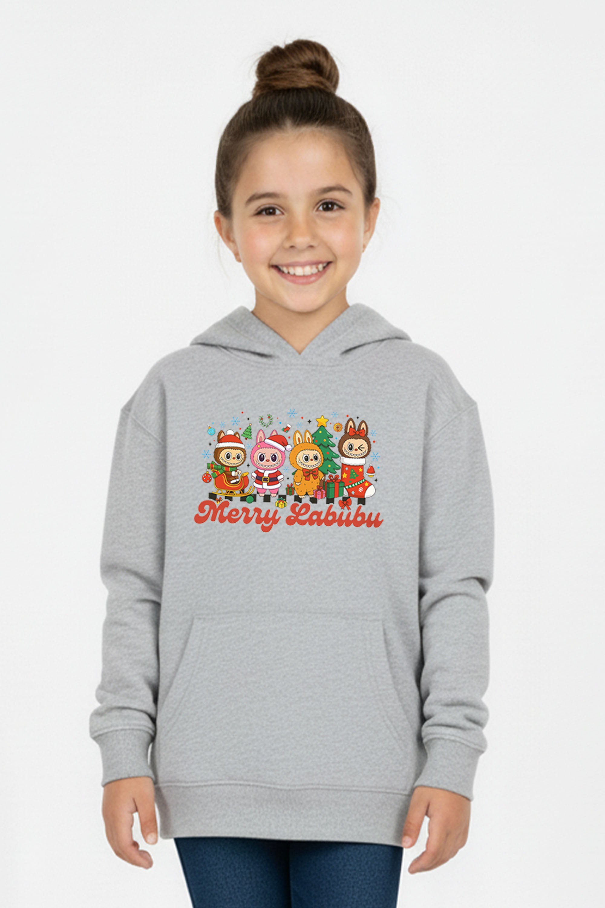 Kids Merry Labubu Christmas Printed Hoodie