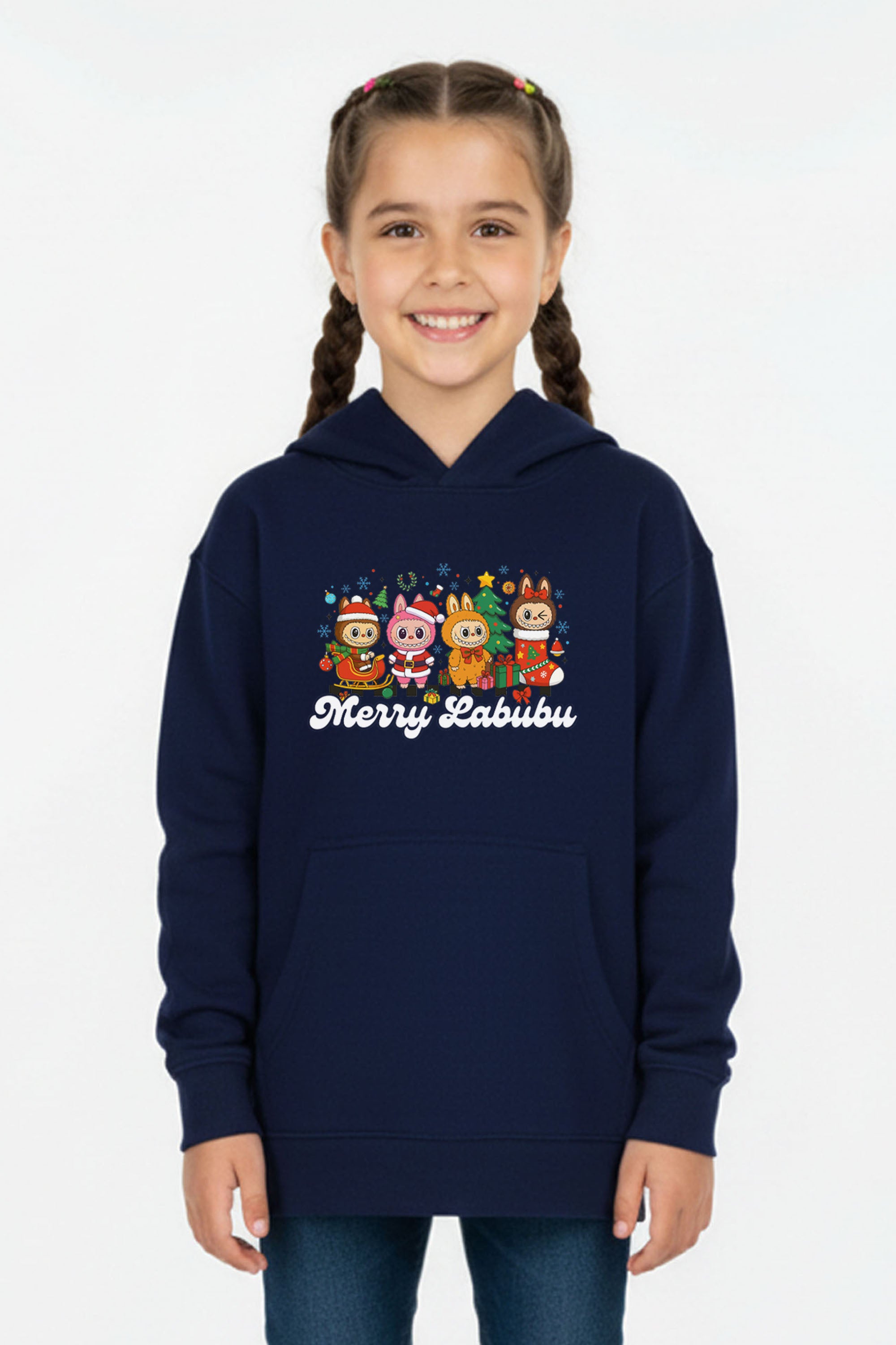Kids Merry Labubu Christmas Printed Hoodie