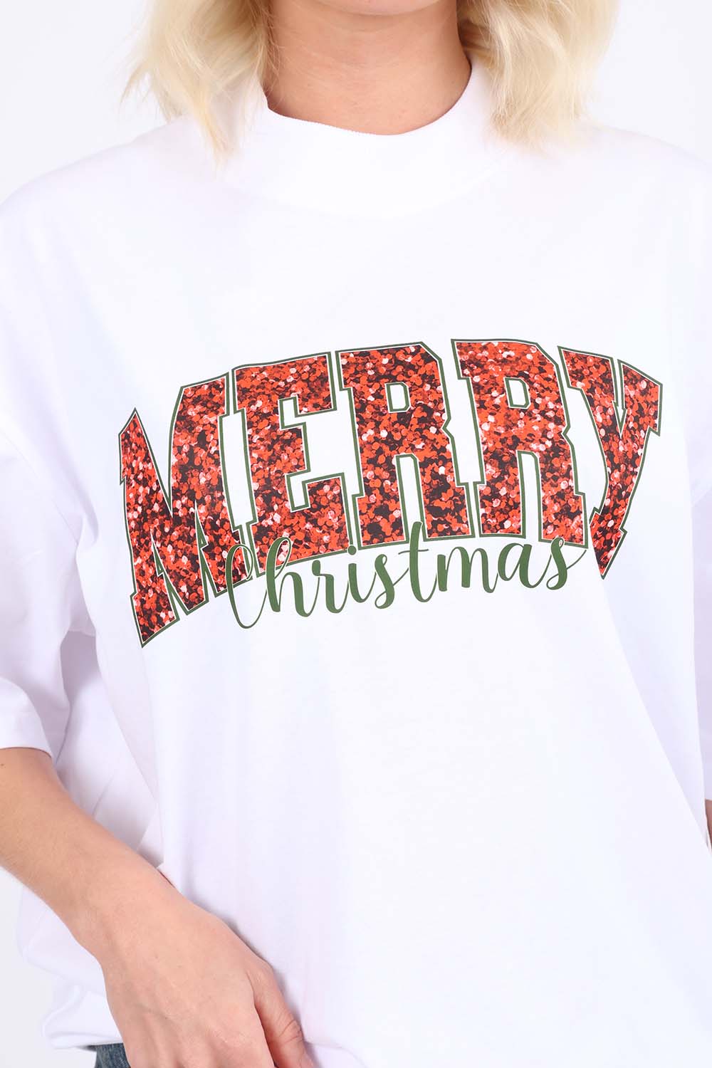 220GSM Oversize T-Shirt In Merry Christmas Print| Christmas Jumper