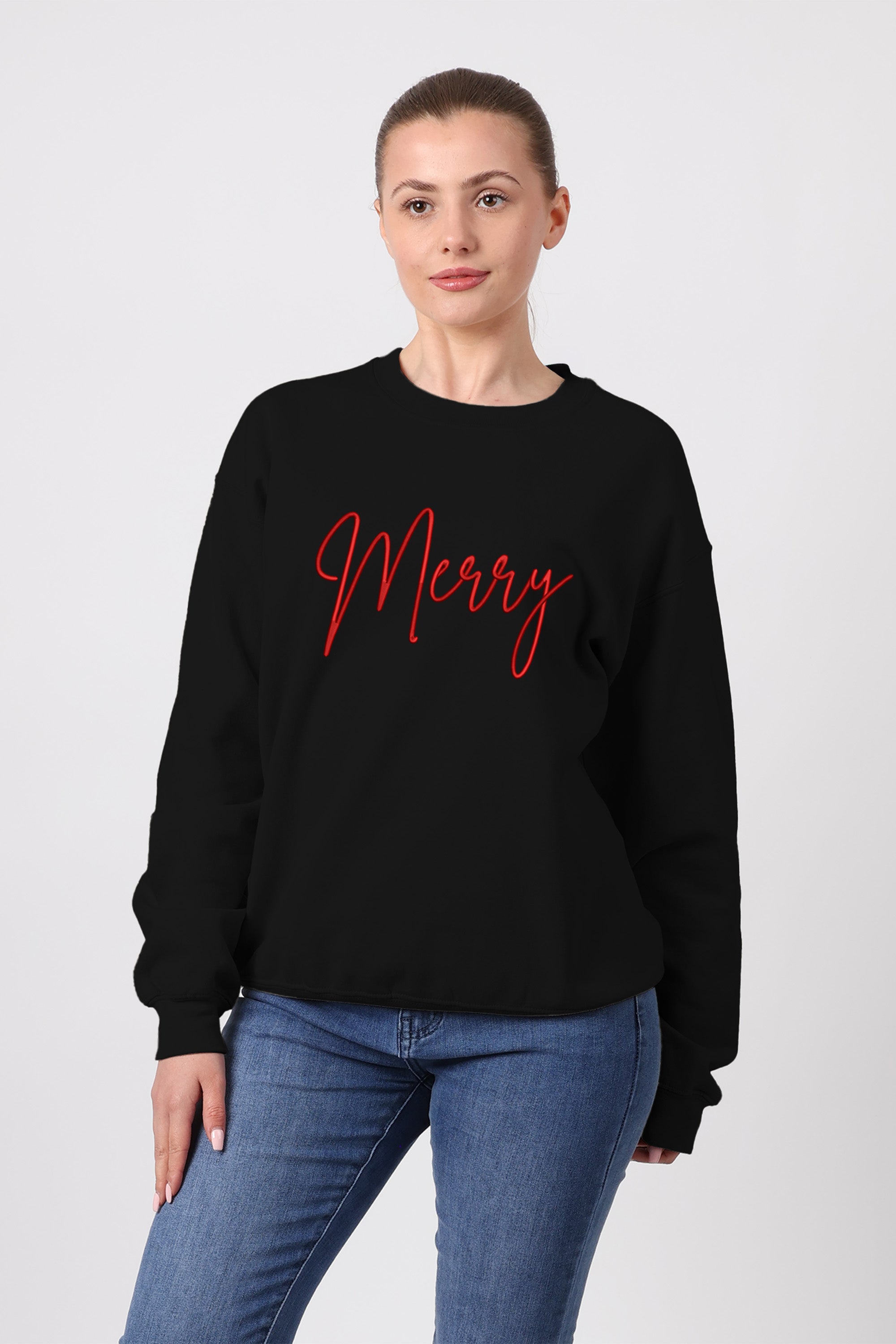 Unisex Heavy Blend Merry Embroidered Christmas Sweatshirt