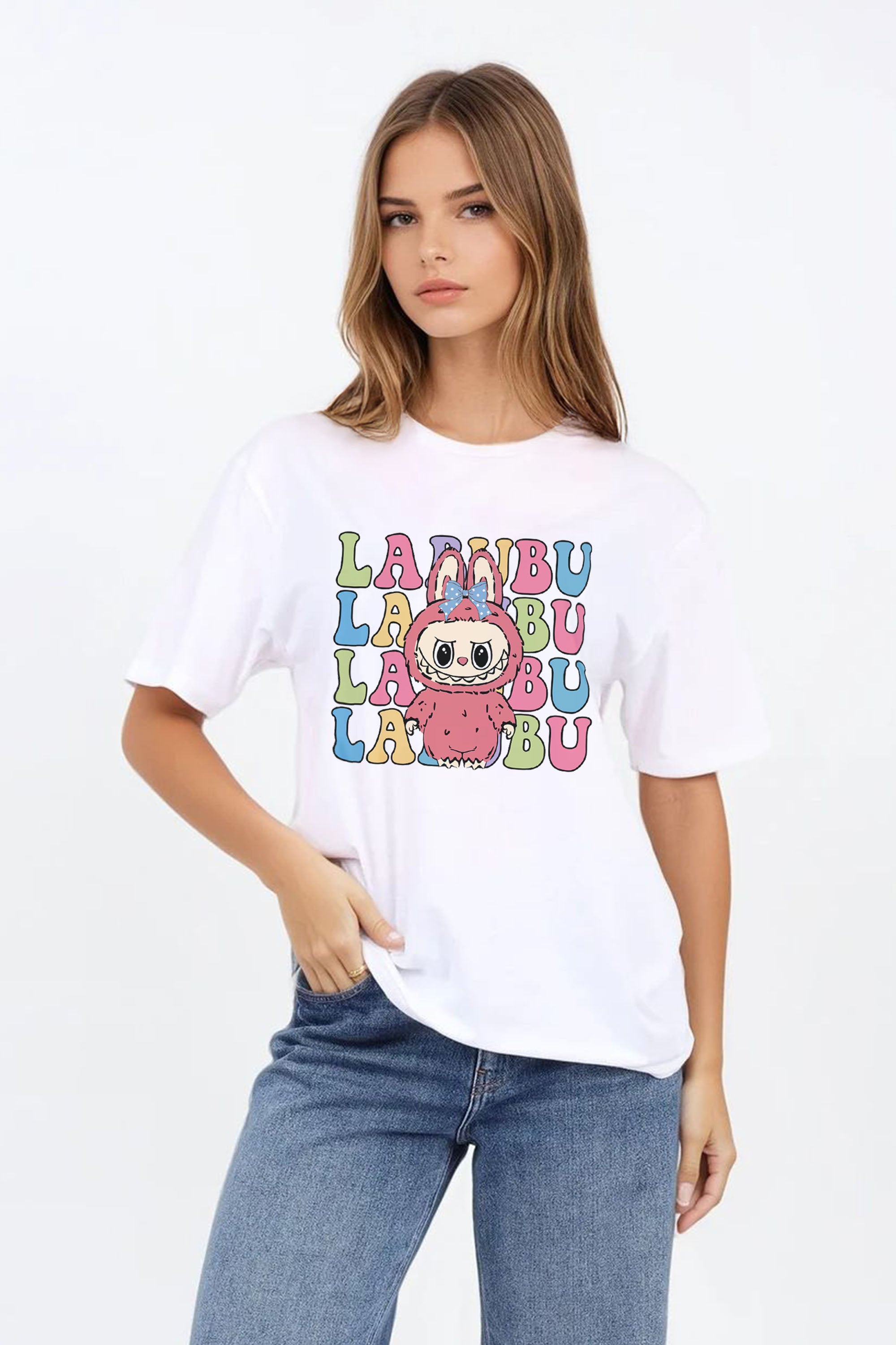 Regular Fit T-shirt in Multi Labubu Print