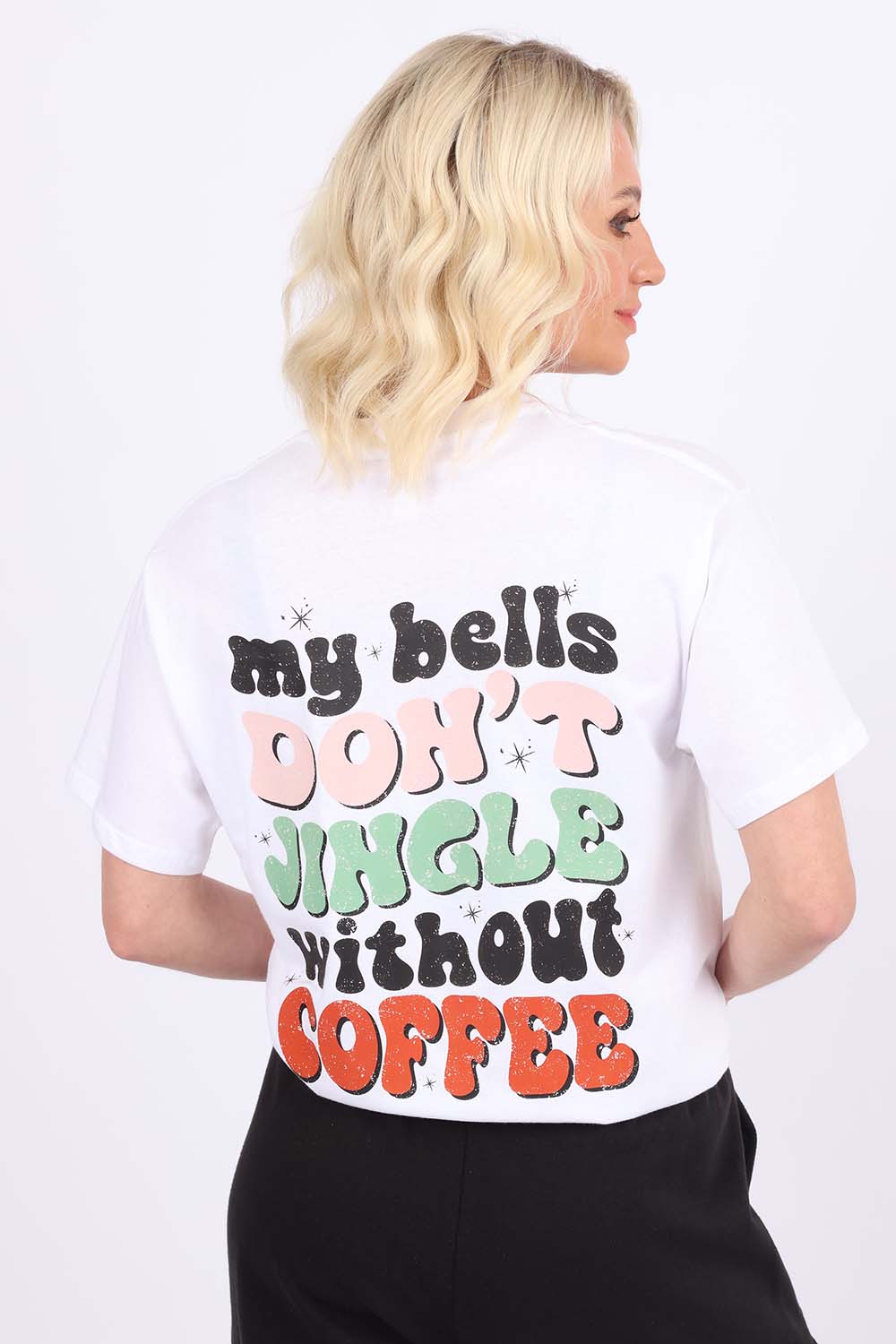 My Bells Don't Jingle Without Coffee Printed T-Shirt|Christmas Tee