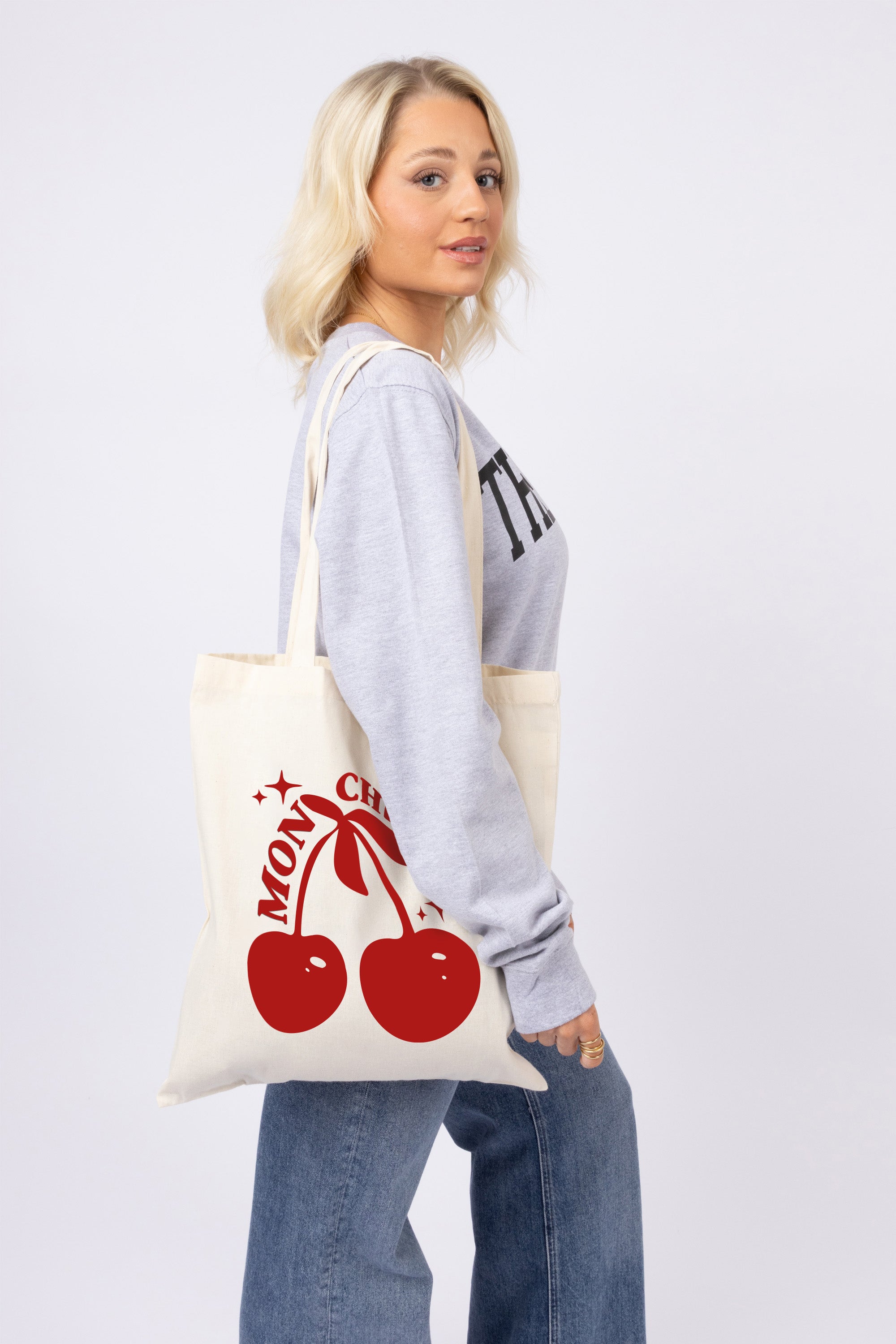 Mon Cheri Printed Cotton Long Handle Canvas Bag (Custom Pack)