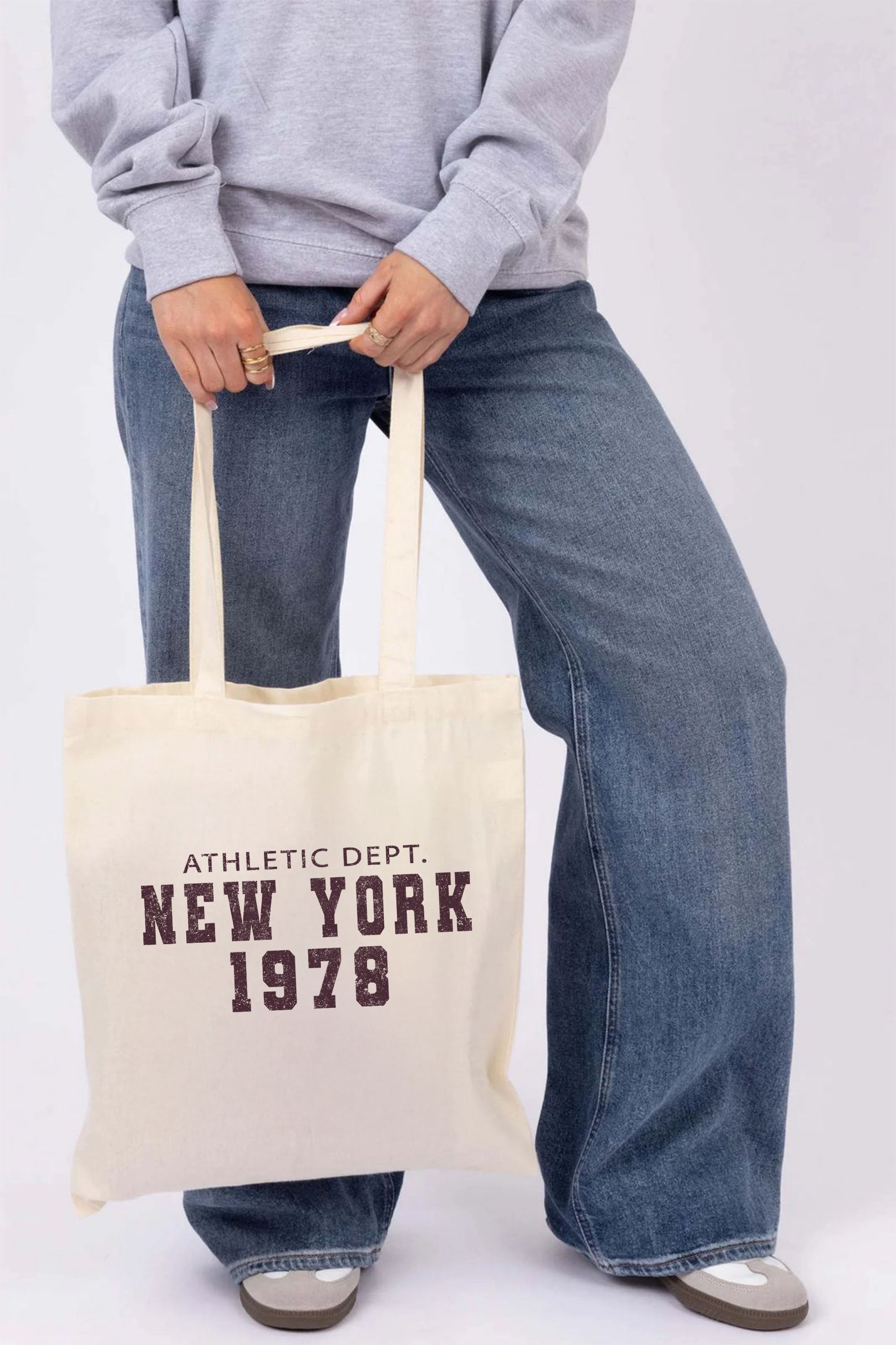 New York 1978 Athletic Dept Printed Cotton Tote Bag