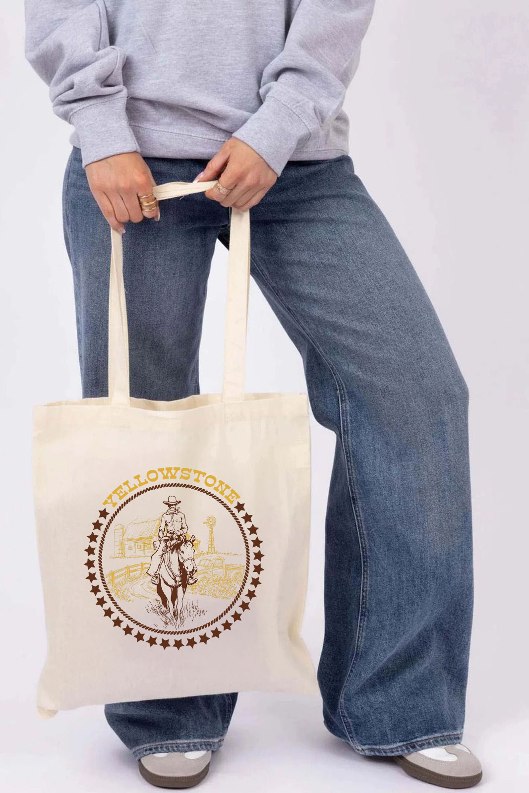 Yellow Stone Printed Cotton Tote Bag