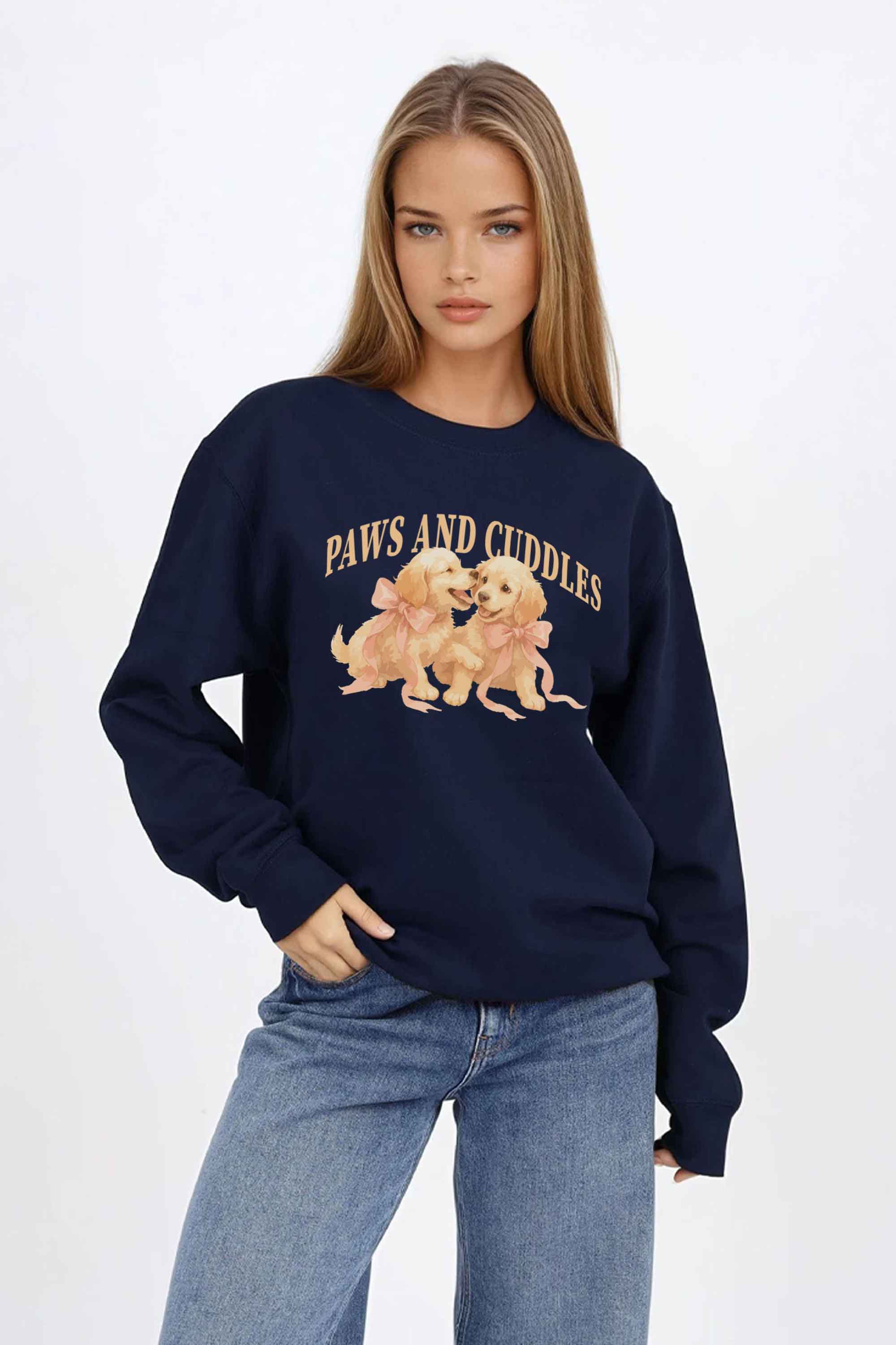 Paws and Cuddles Puppies Printed Sweatshirt