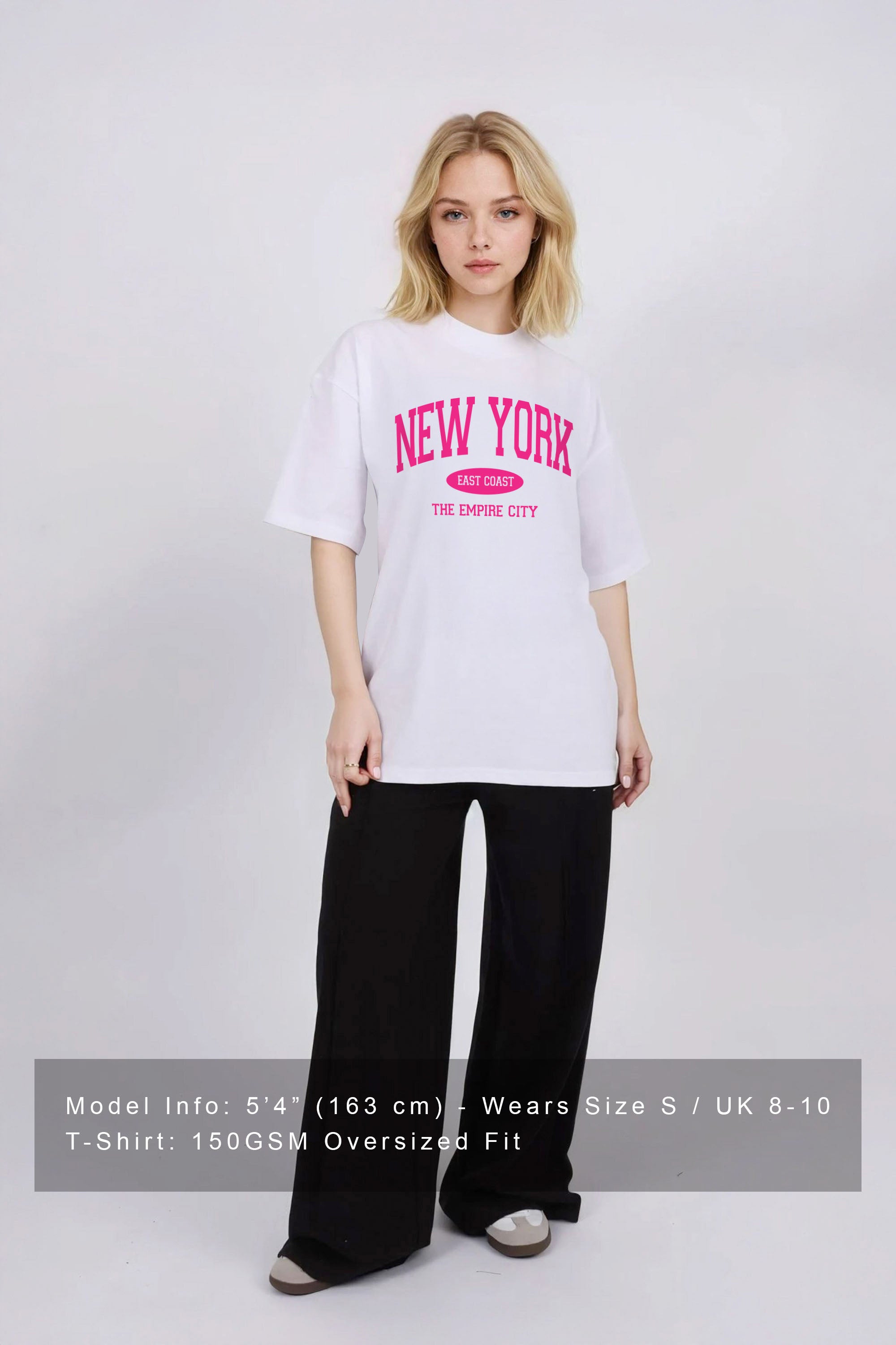150GSM Oversized T-Shirts in New York Varsity Print (Custom Pack)