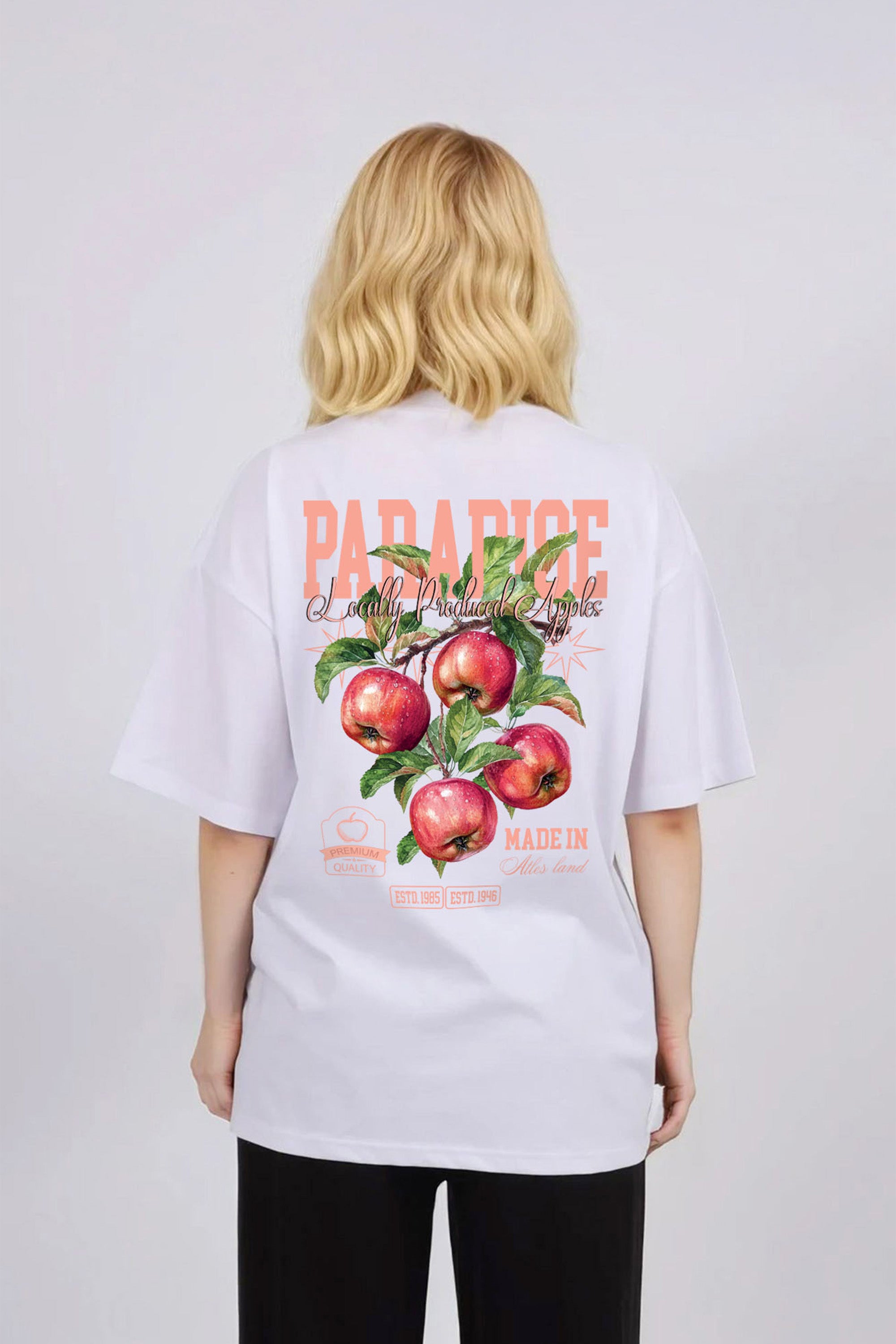 Oversized T-Shirt In Paradise Apple Print (Custom Pack)