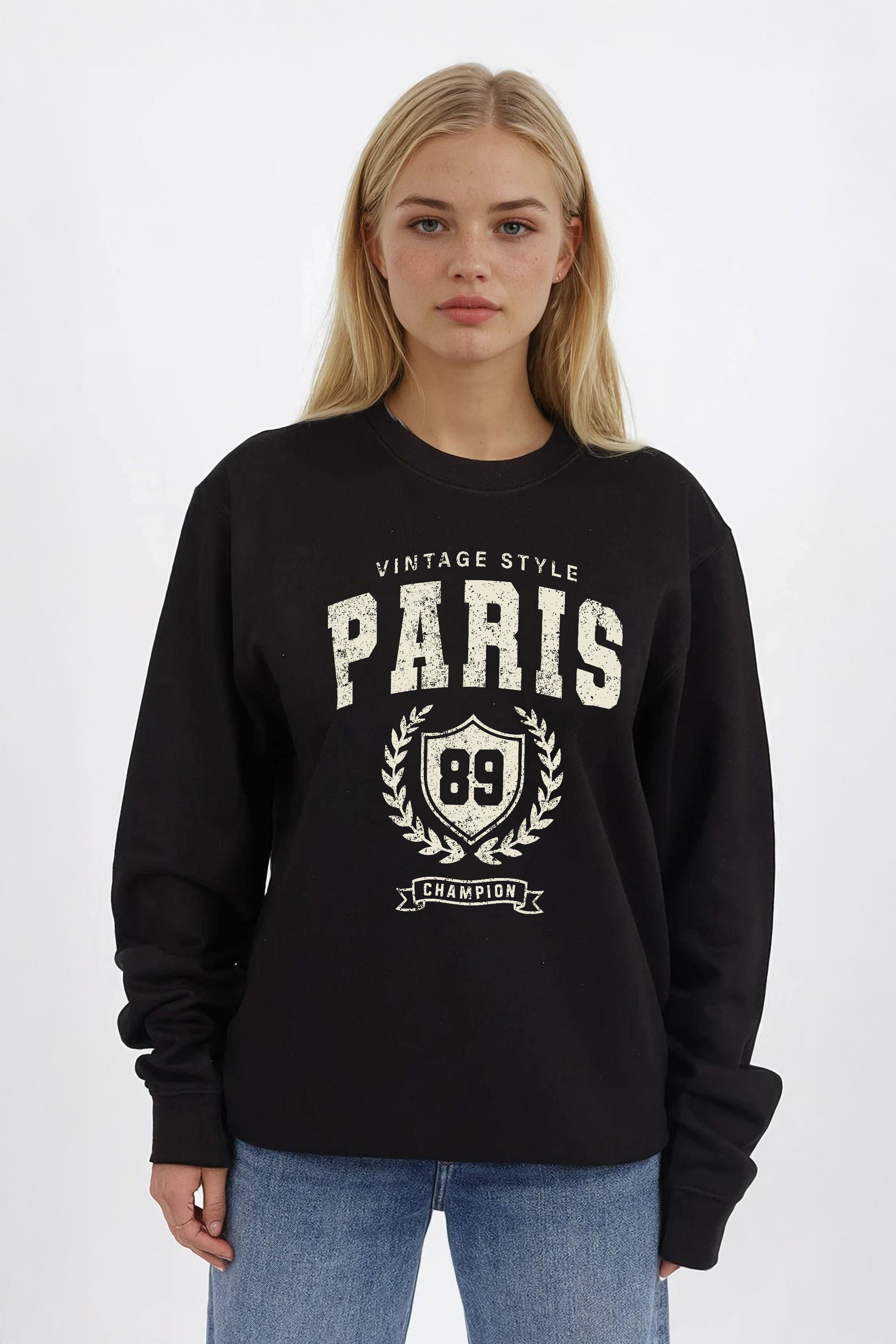 Vintage Style Paris Printed Sweatshirt