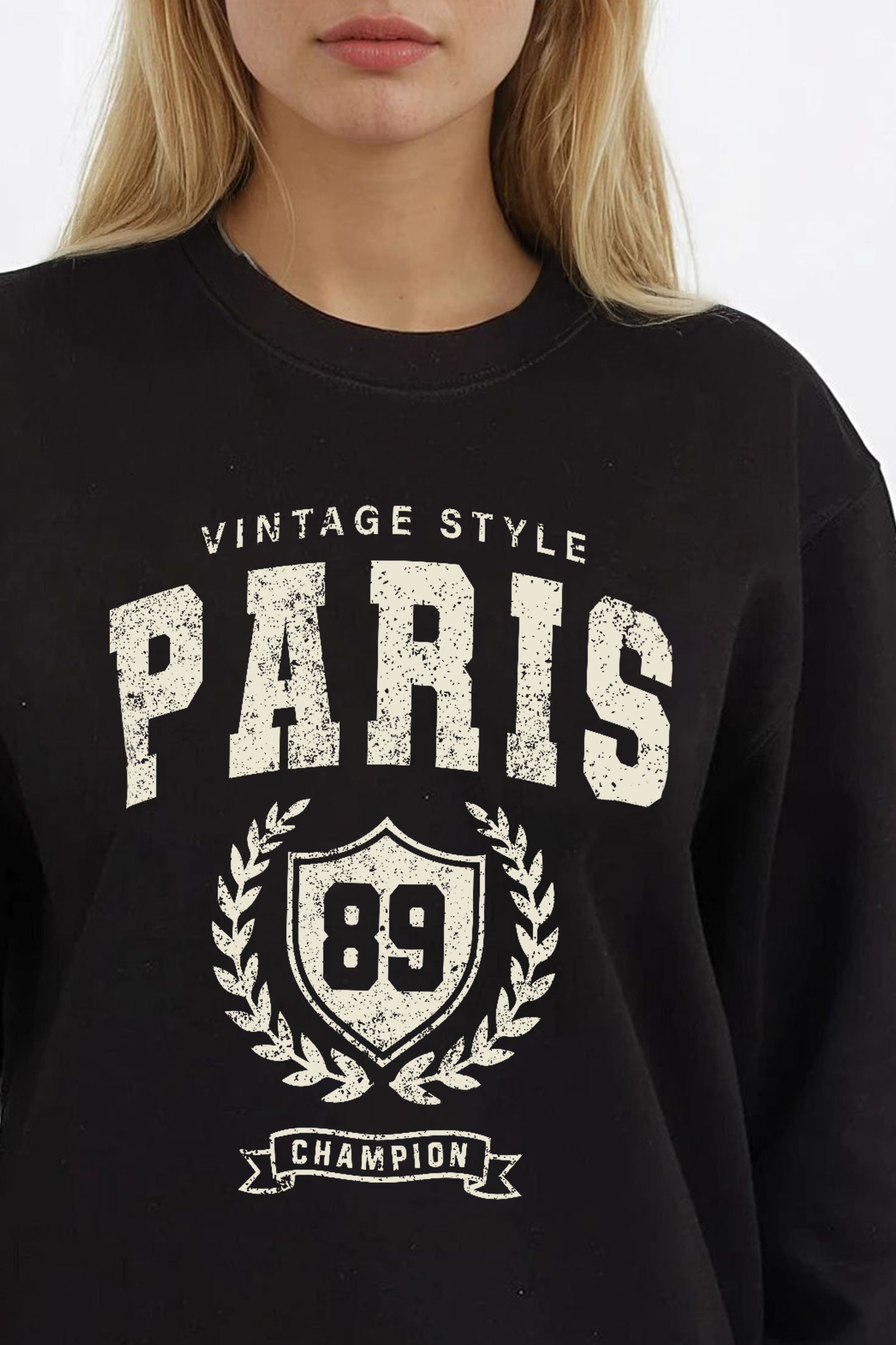 Vintage Style Paris Printed Sweatshirt