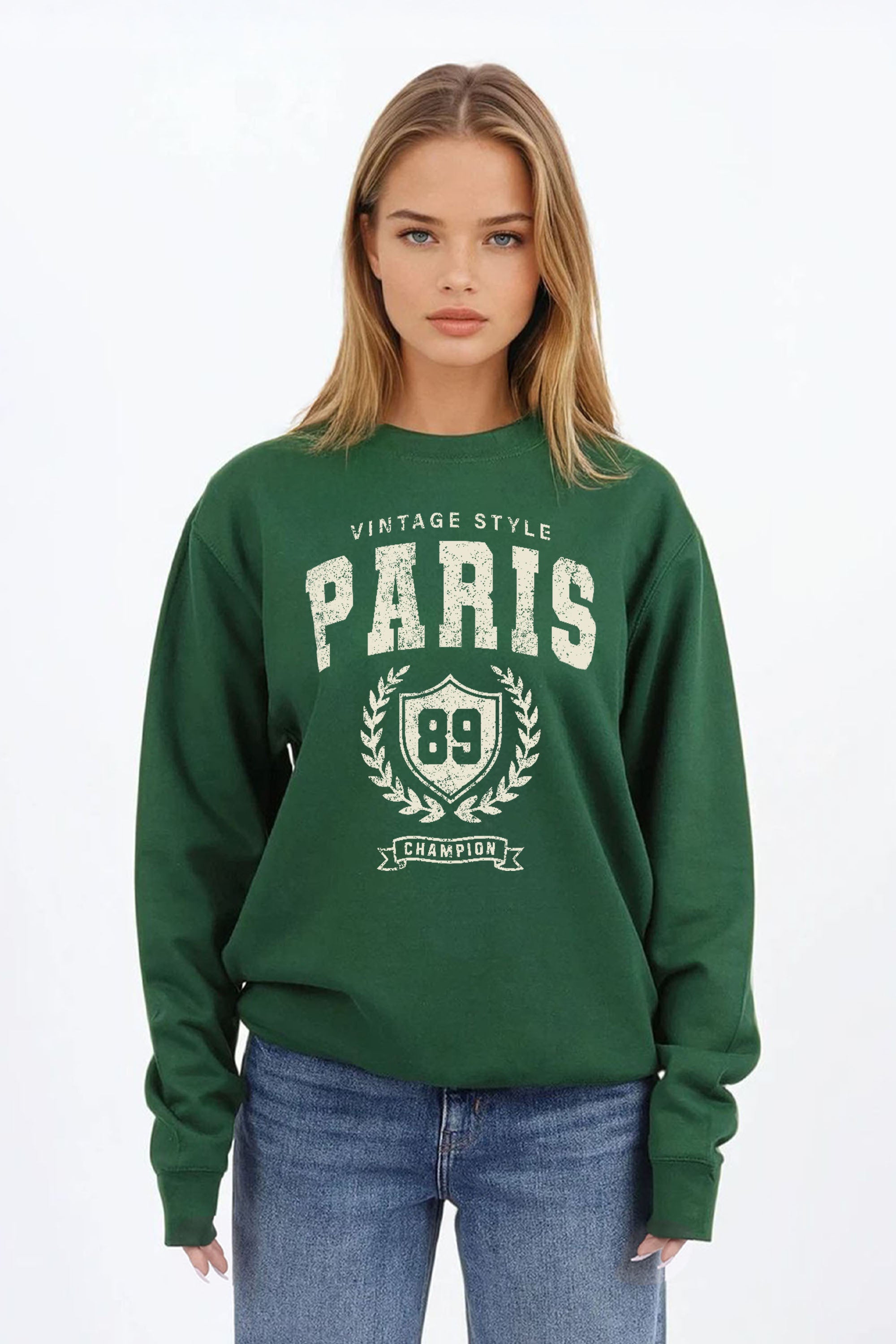 Vintage Style Paris Printed Sweatshirt