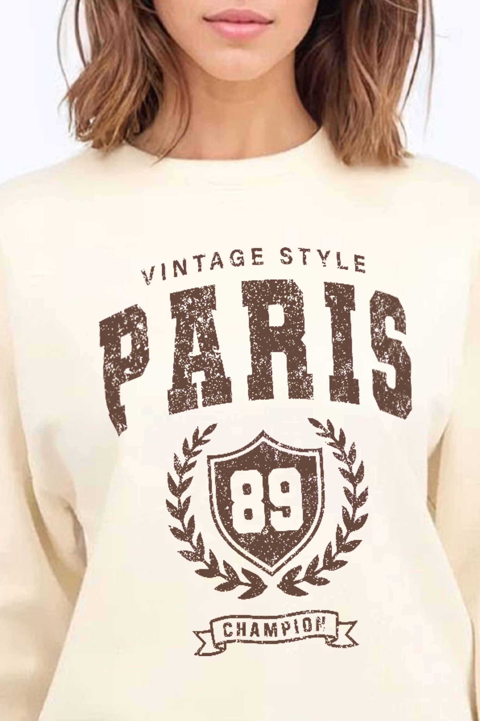 Vintage Style Paris Printed Sweatshirt