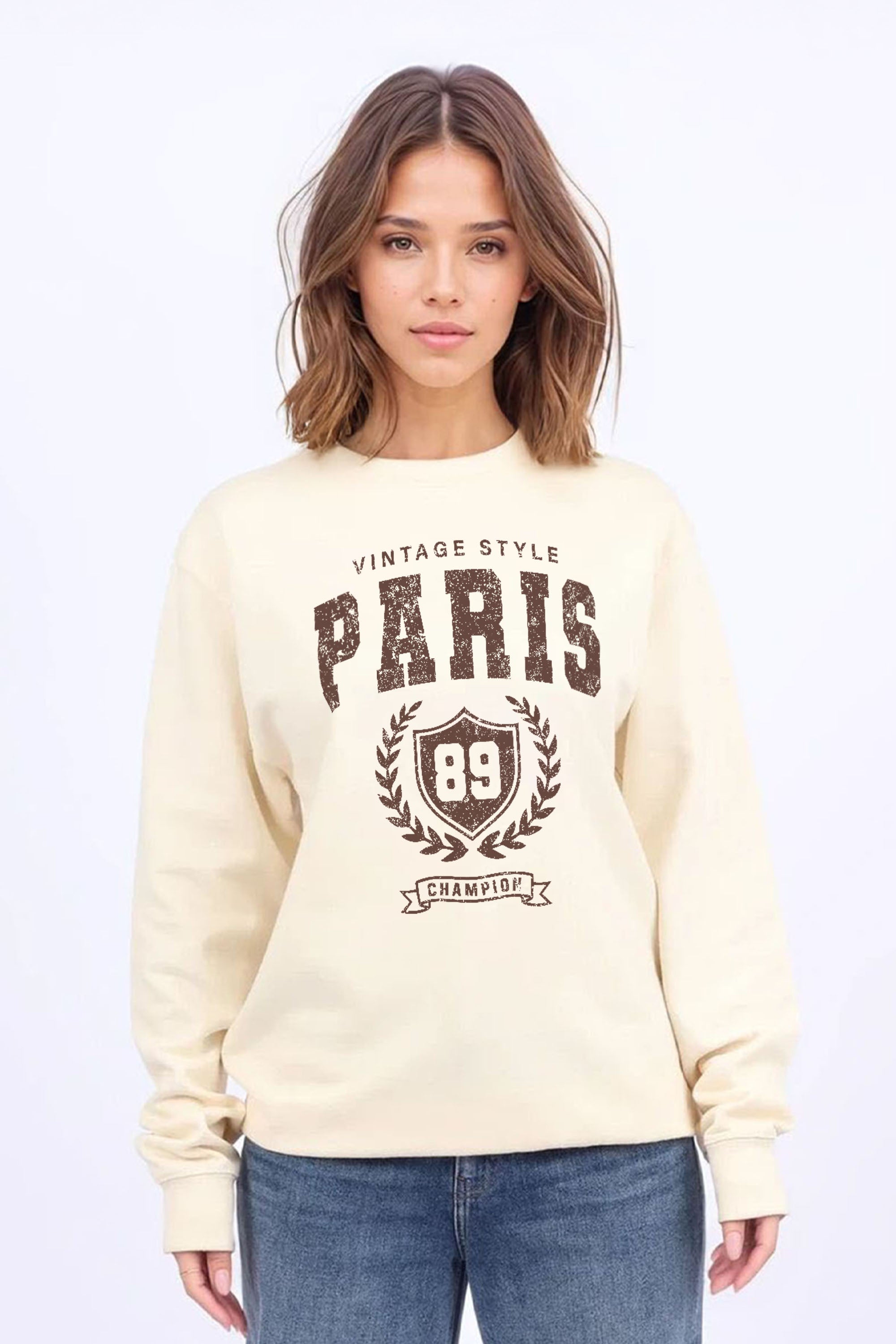 Vintage Style Paris Printed Sweatshirt