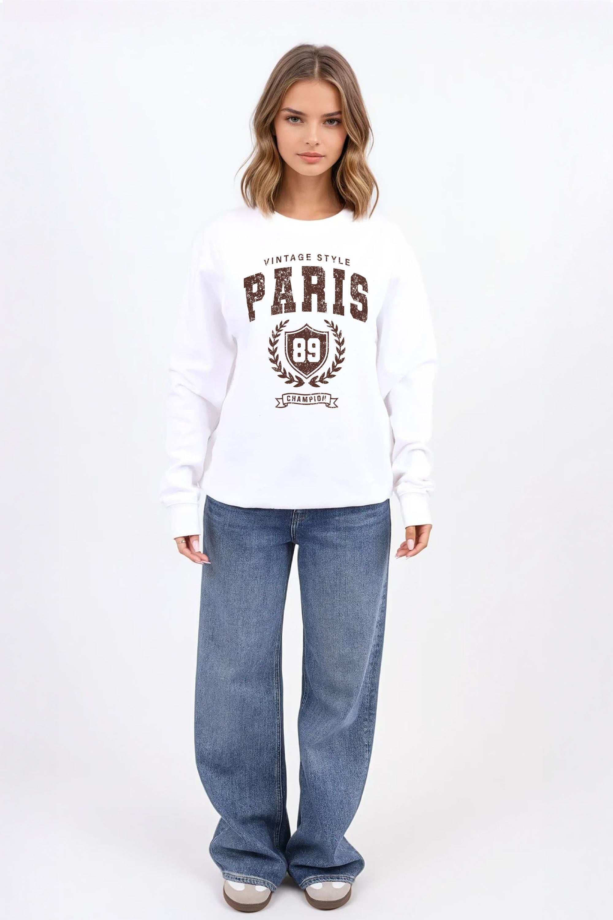 Vintage Style Paris Printed Sweatshirt
