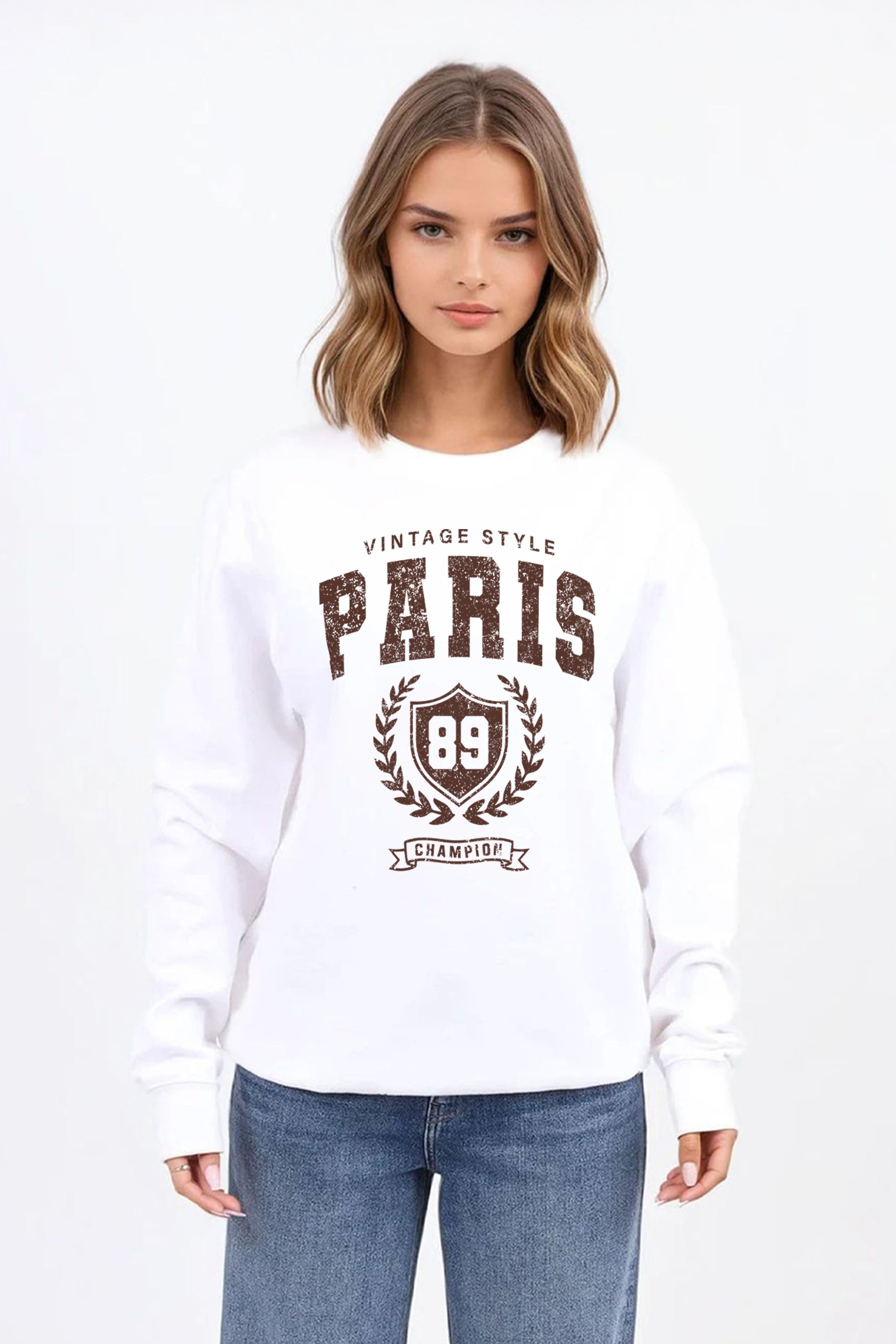 Vintage Style Paris Printed Sweatshirt