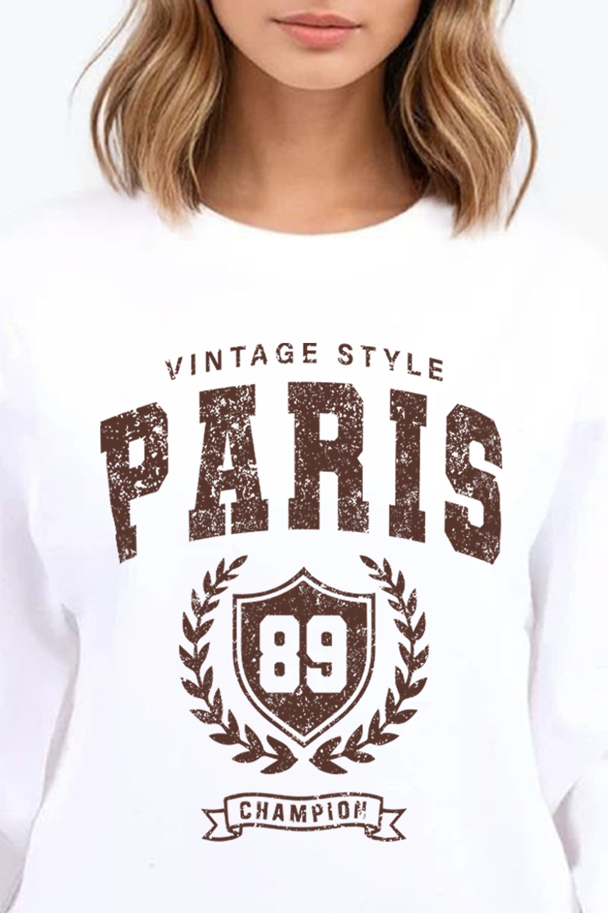 Vintage Style Paris Printed Sweatshirt
