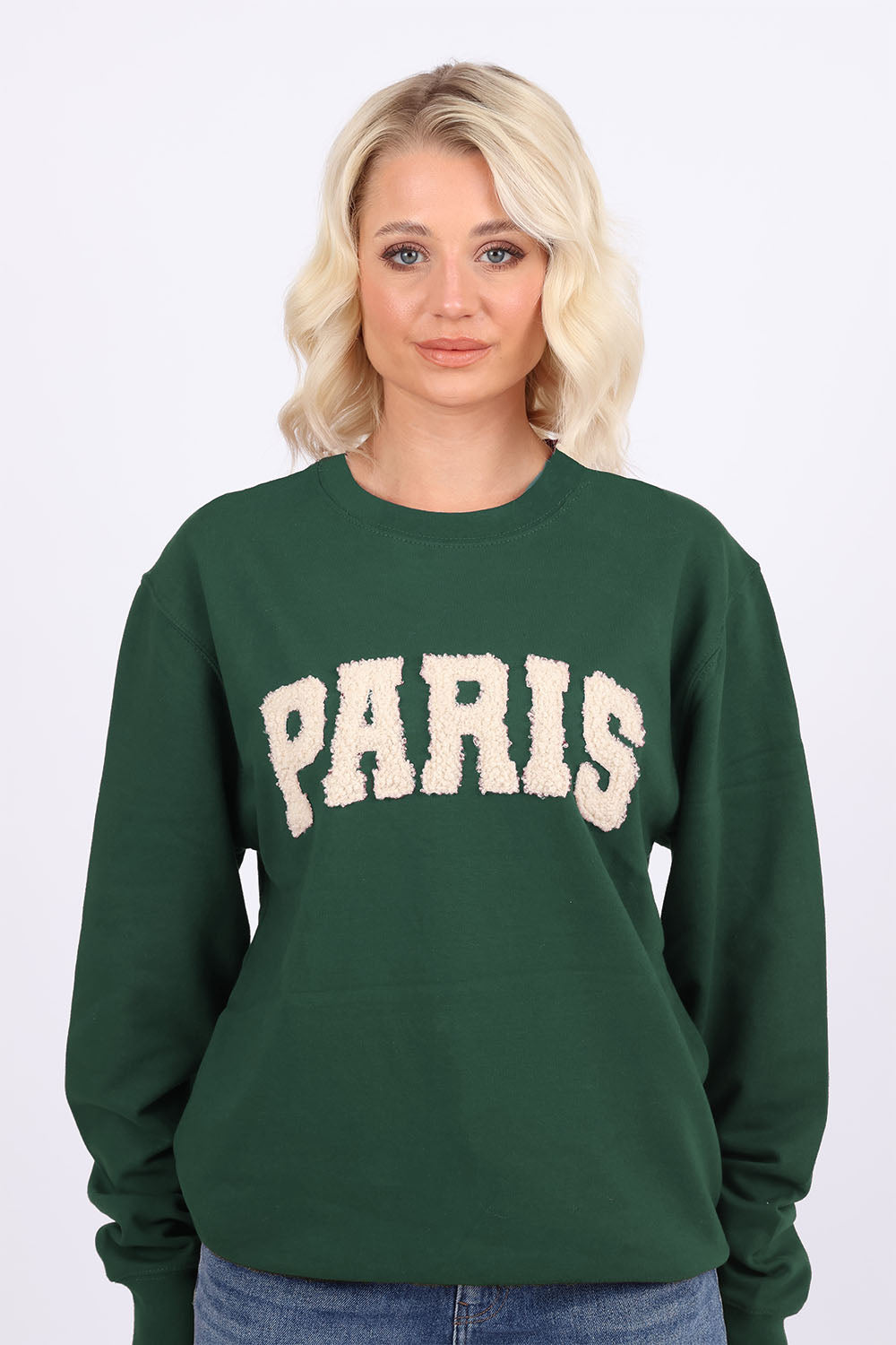 Paris Laser-Cut Bouclé Appliqué Sweatshirt