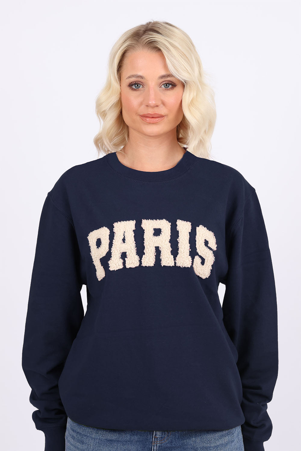 Paris Laser-Cut Bouclé Appliqué Sweatshirt