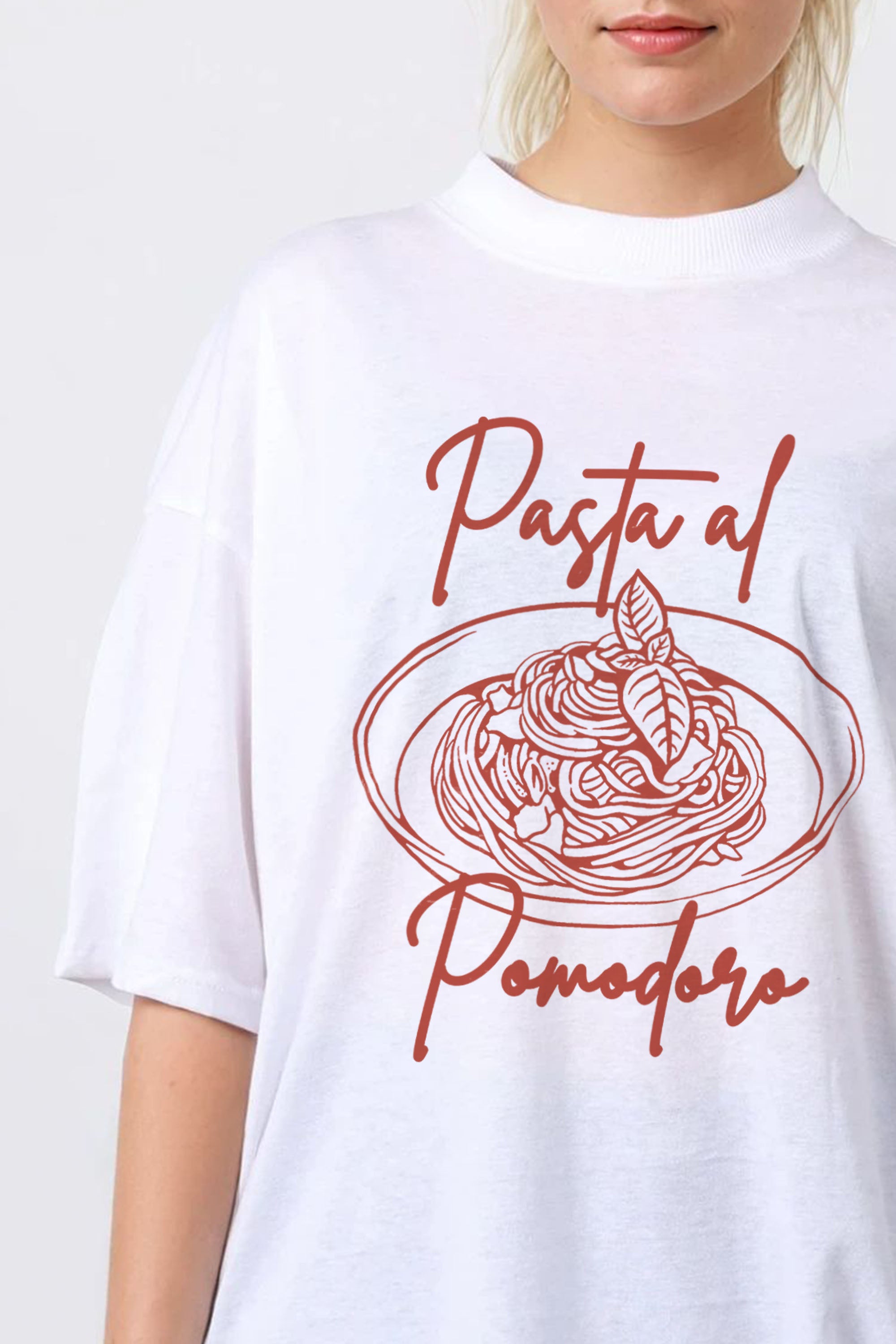 150GSM Oversized T-Shirts in Pasta Food Print