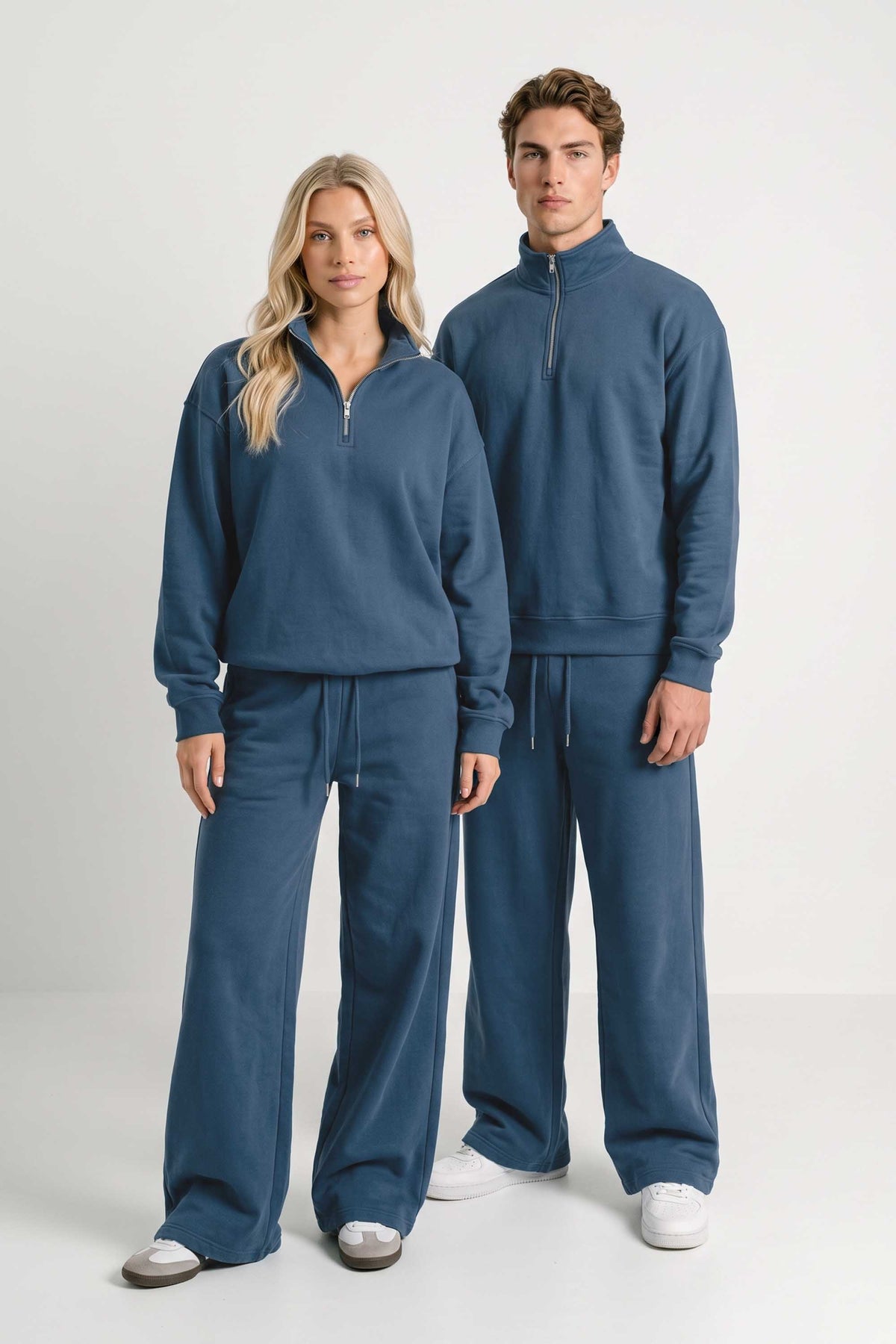 Unisex Core 280GSM Regular Fit 1/4 Zip Sweat with wide leg jogger