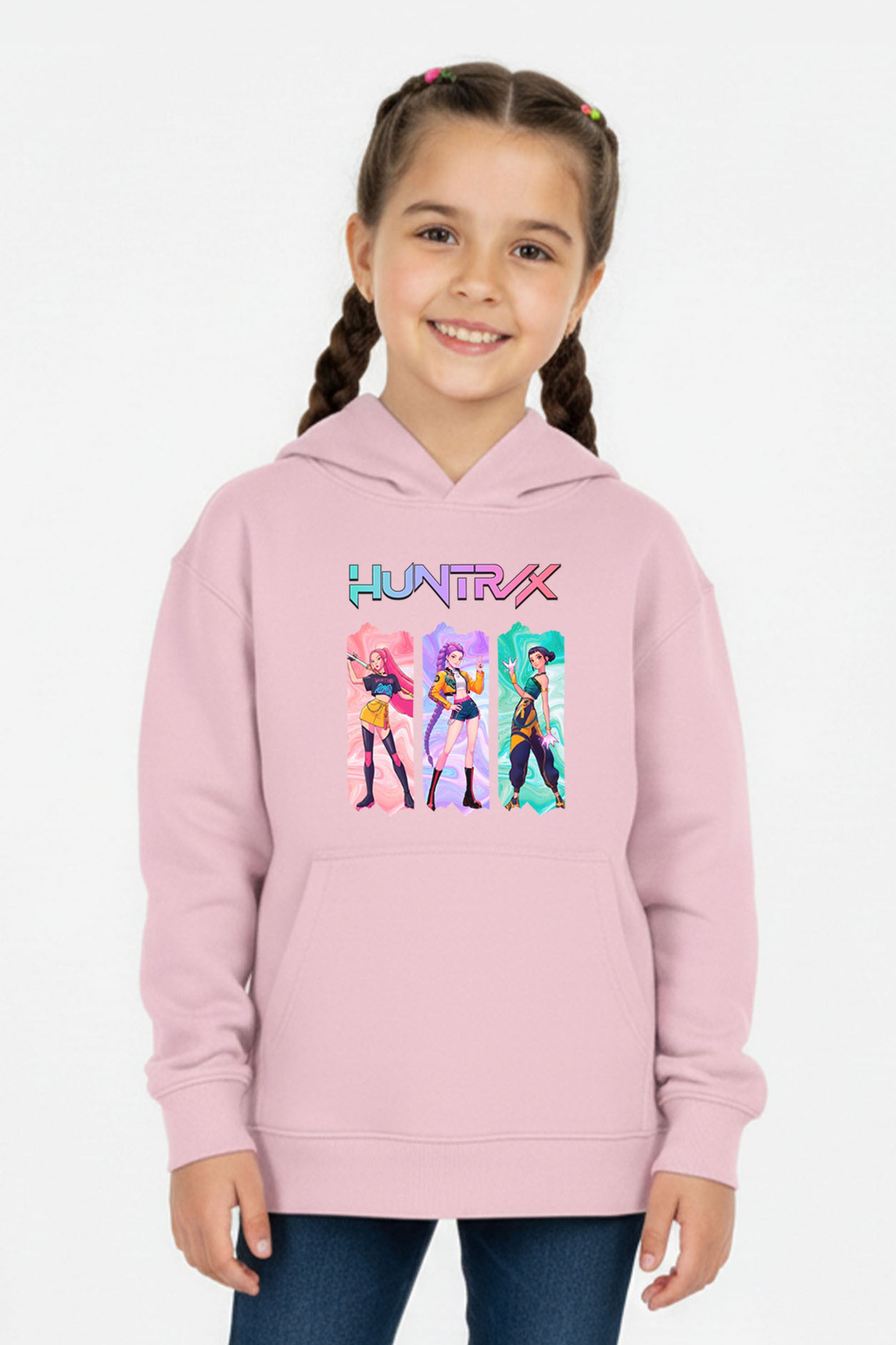 Kids K-pop Trio Graphic Printed Hoodie