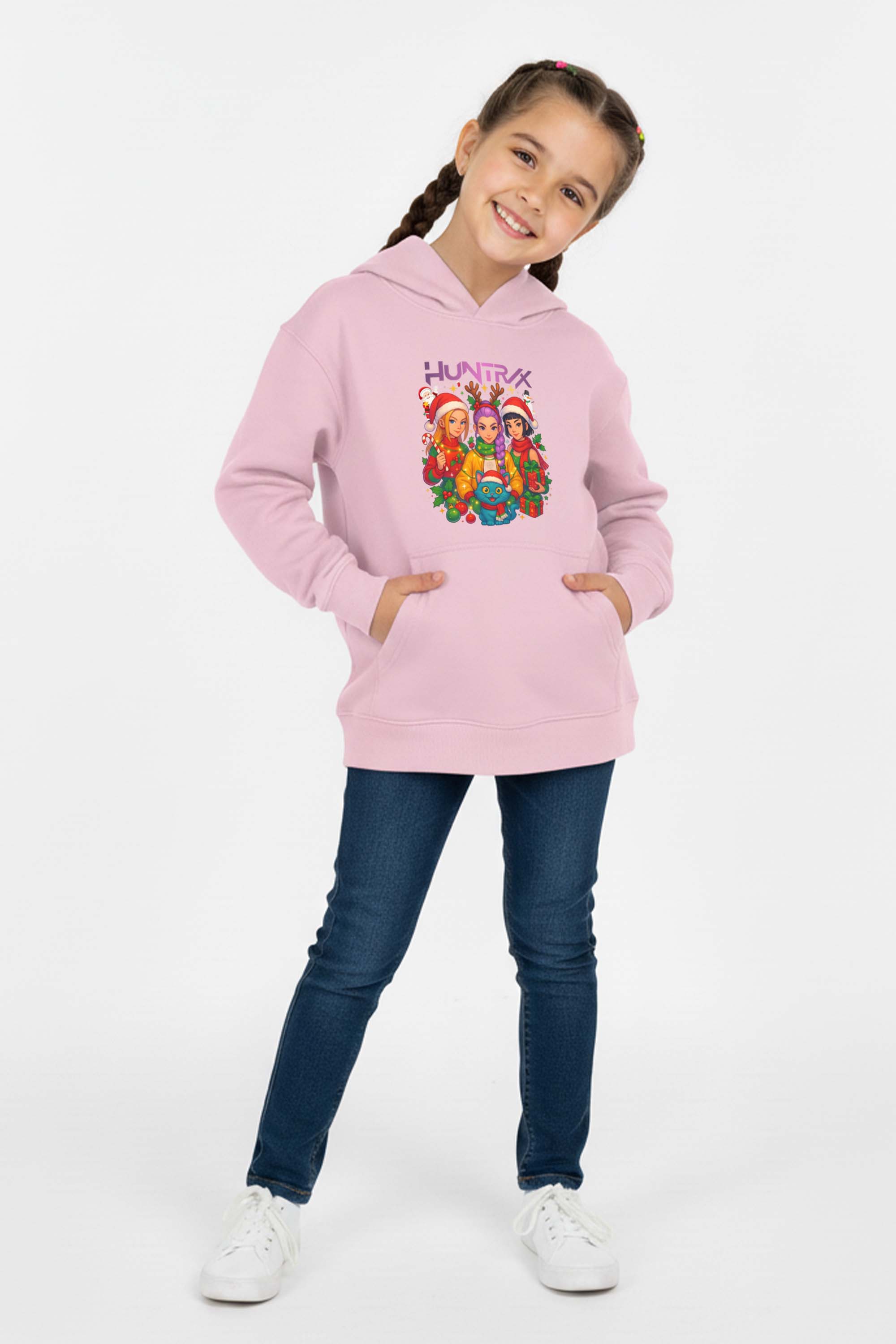 Kids K-Pop Christmas Squad Graphic Printed Hoodie