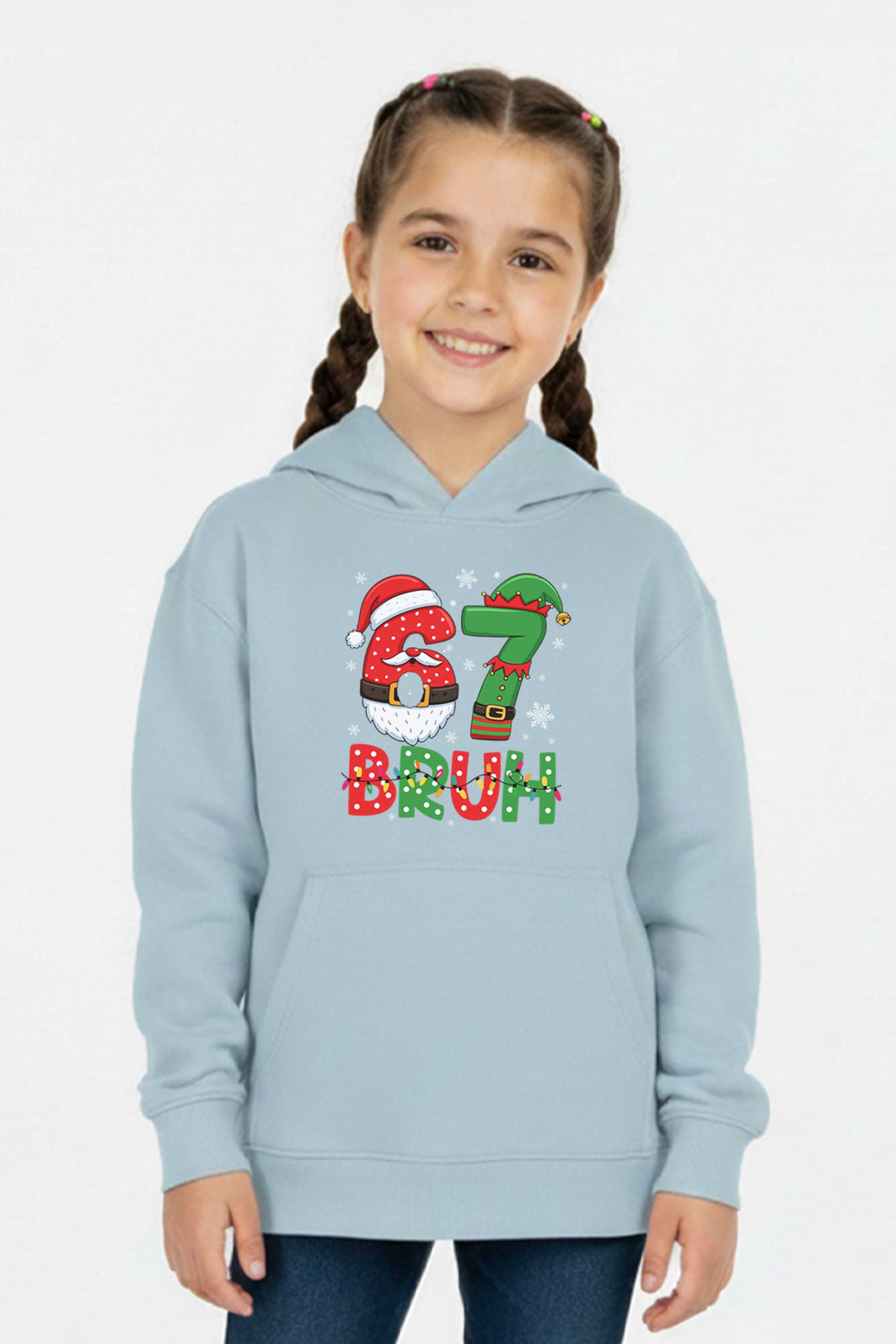 Kids 67 BRUH Christmas Graphic Printed Hoodie
