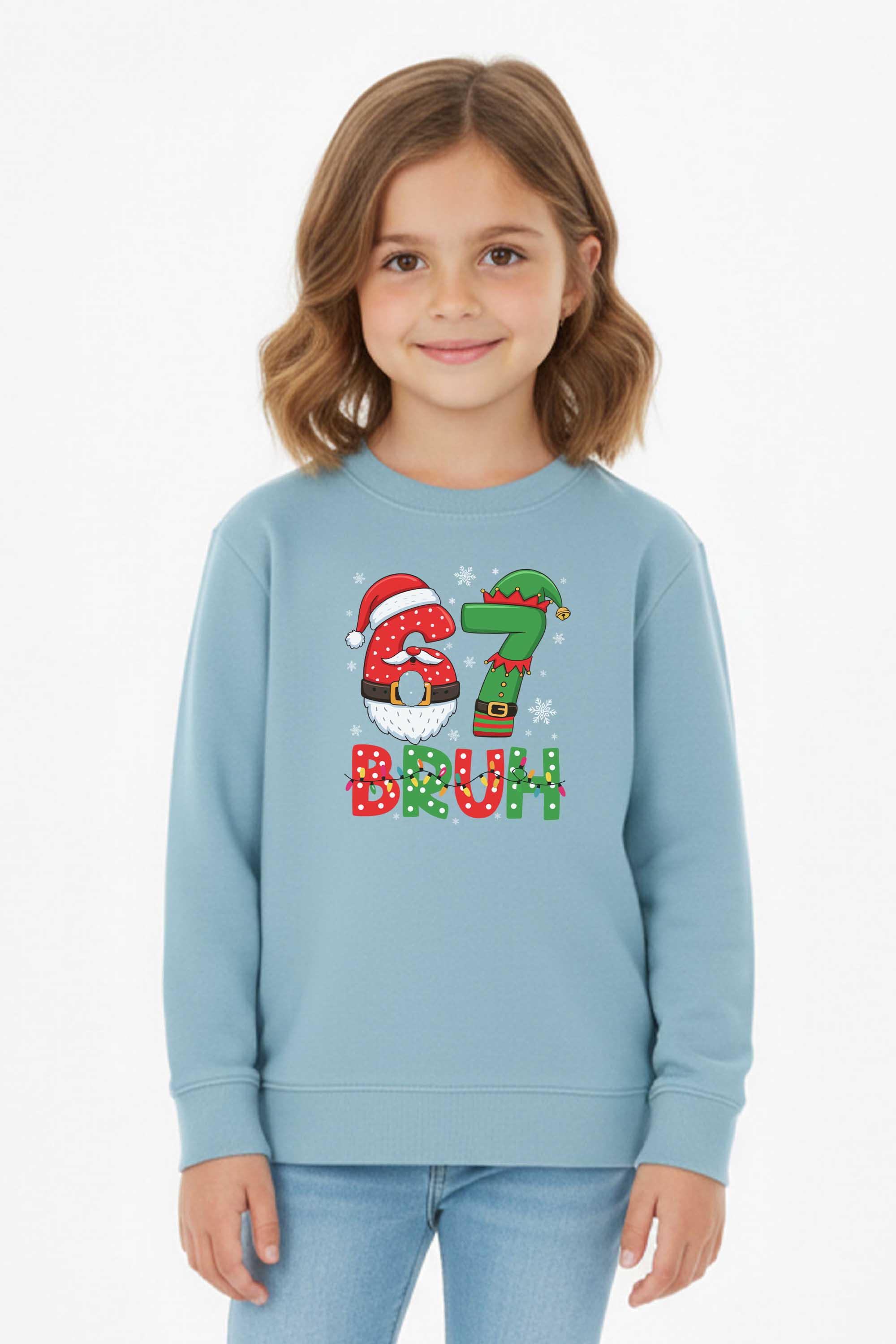 Kids 67 BRUH Christmas Graphic Printed Sweatshirt