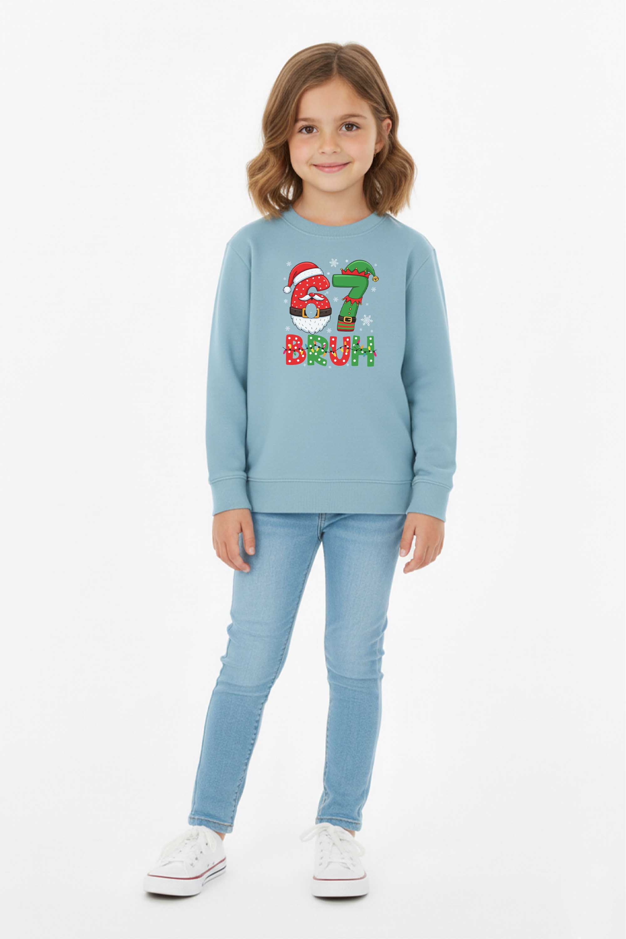 Kids 67 BRUH Christmas Graphic Printed Sweatshirt
