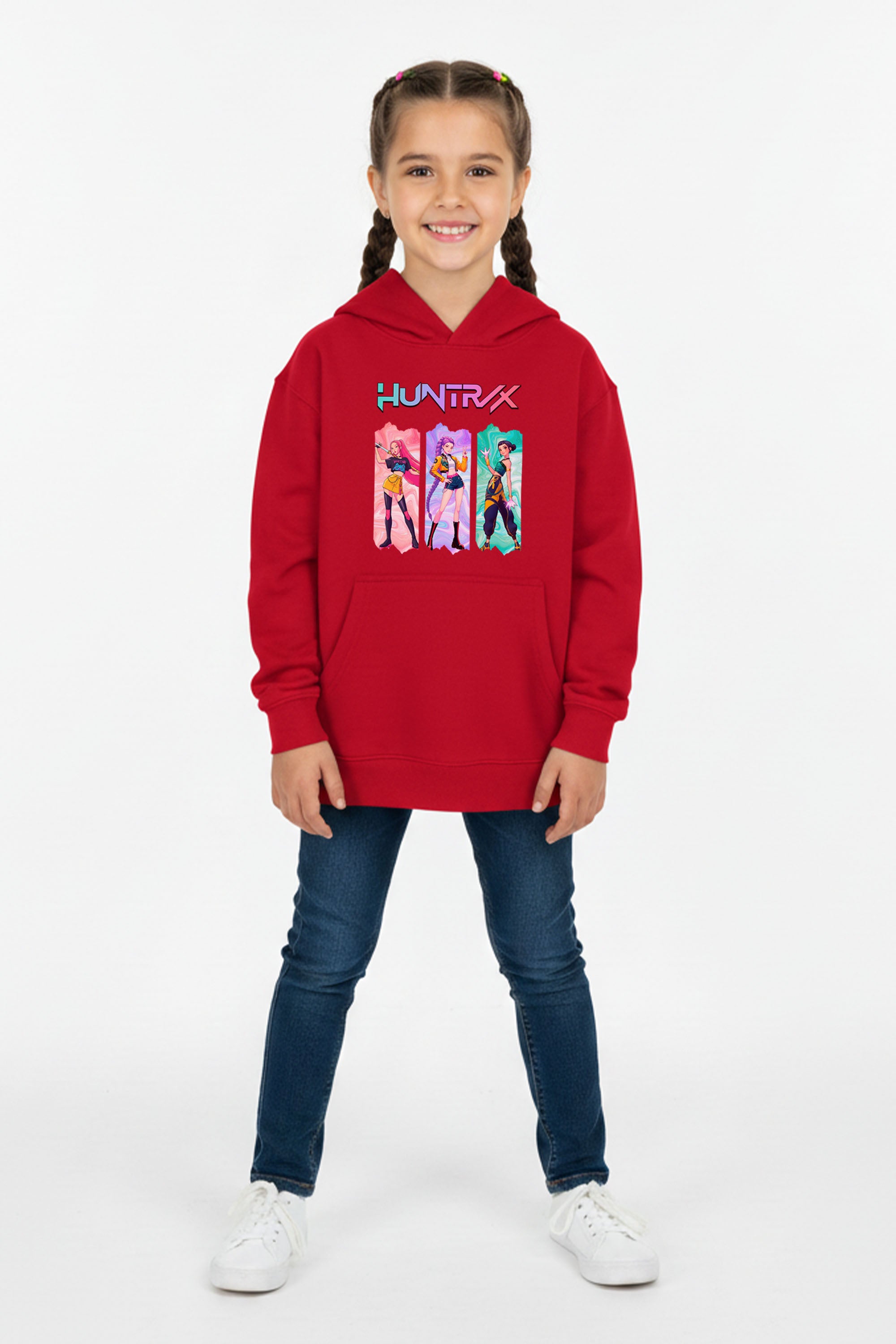 Kids K-pop Trio Graphic Printed Hoodie