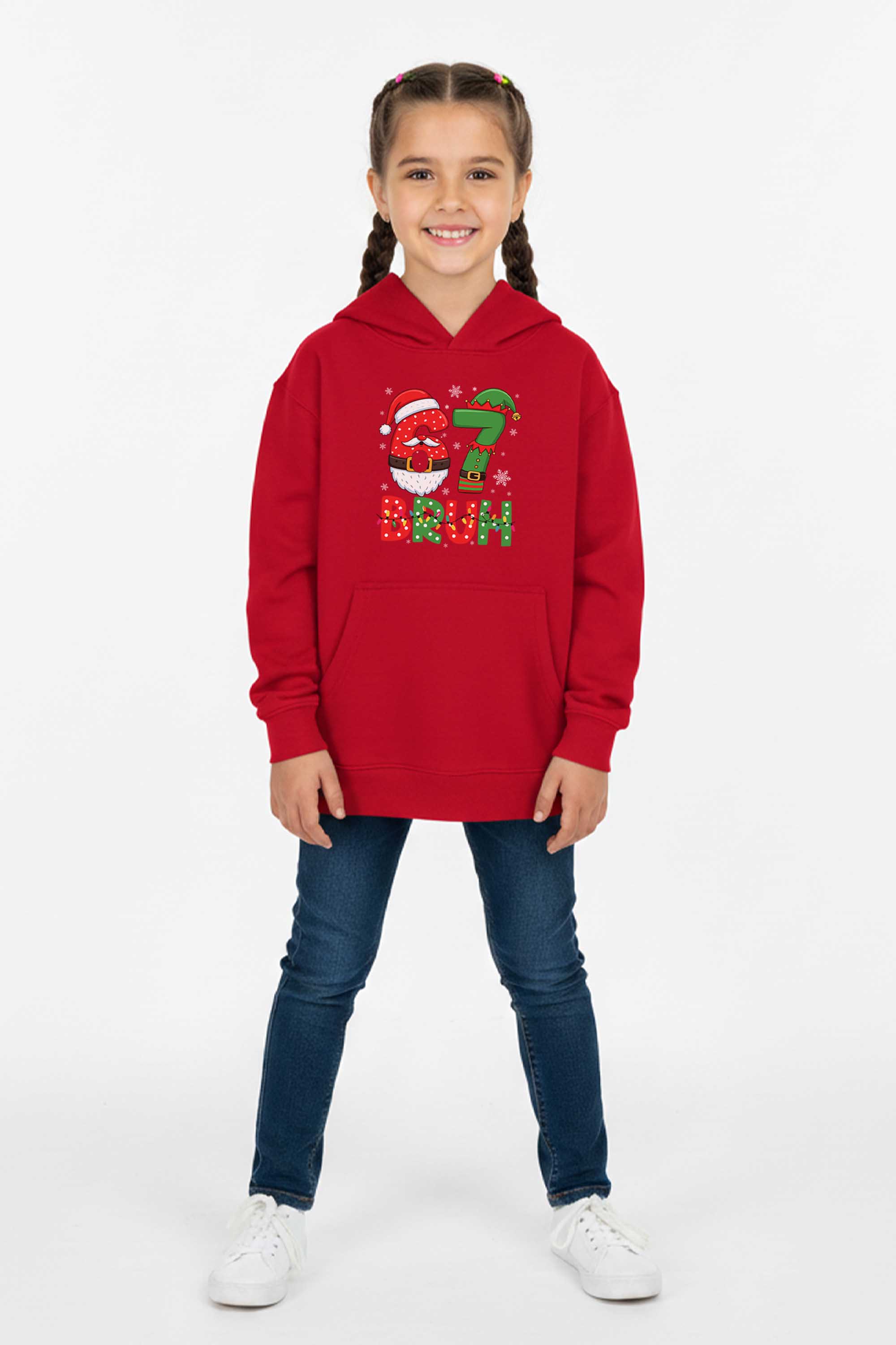 Kids 67 BRUH Christmas Graphic Printed Hoodie