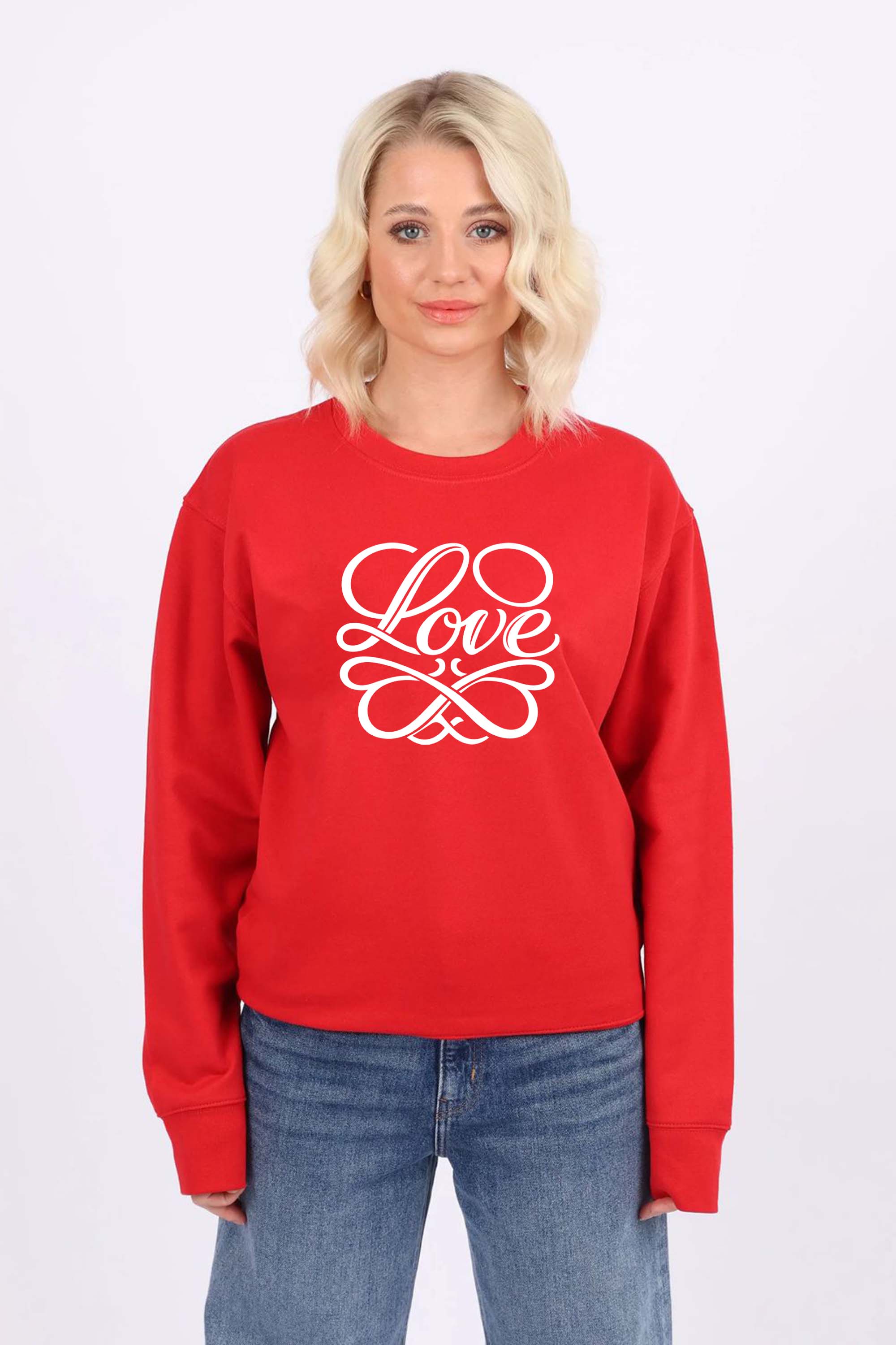 Basic Crew Neck Sweatshirt in Love Print