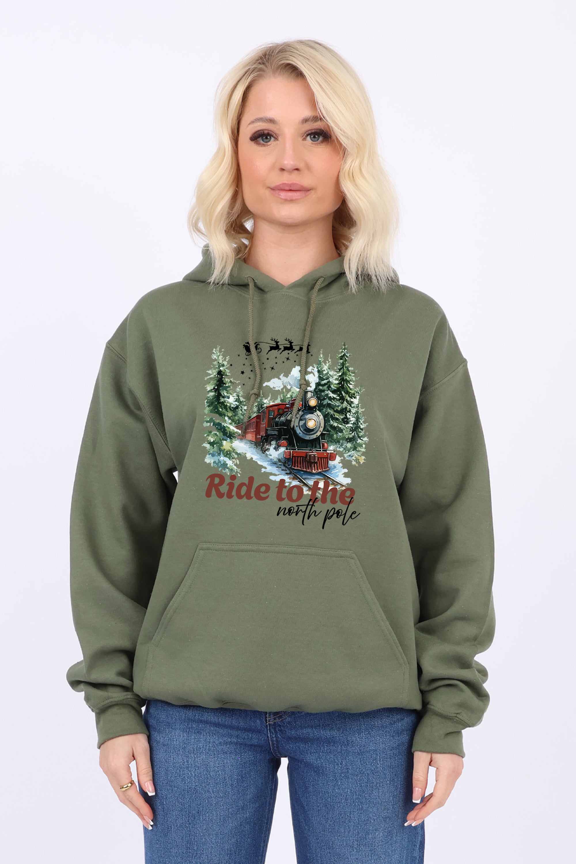 Unisex Heavy Blend North Pole Christmas Printed Hoodies