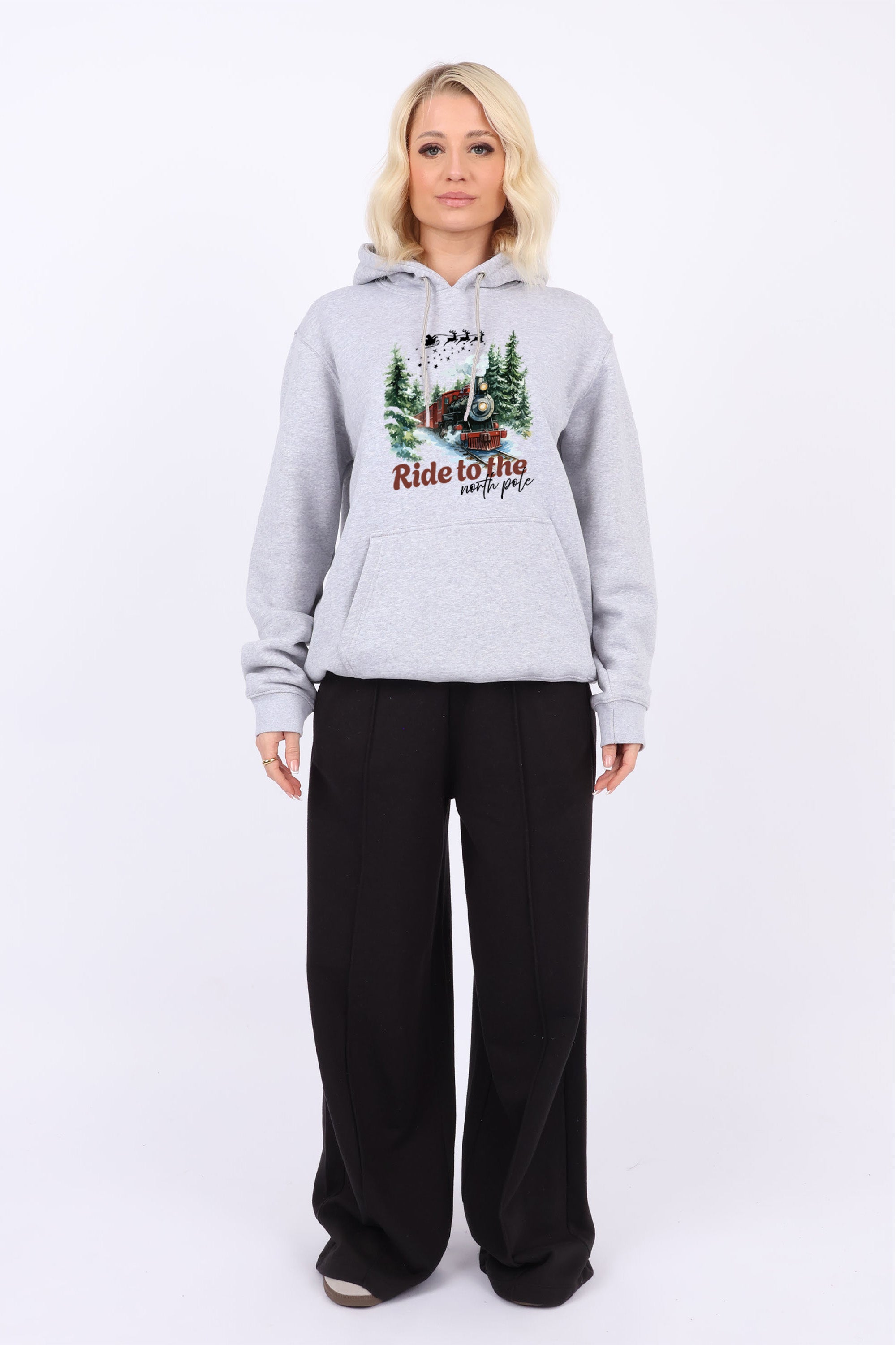 Unisex Heavy Blend North Pole Christmas Printed Hoodies