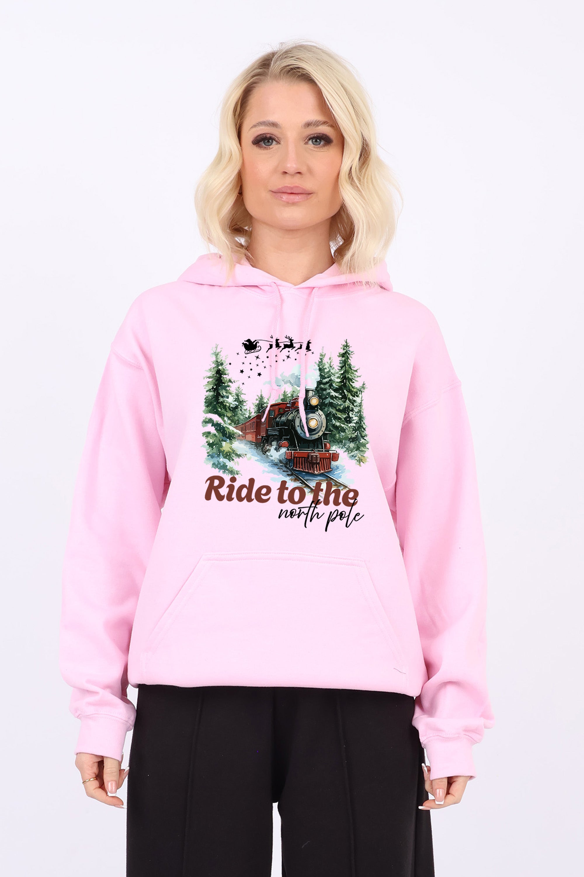 Unisex Heavy Blend North Pole Christmas Printed Hoodies