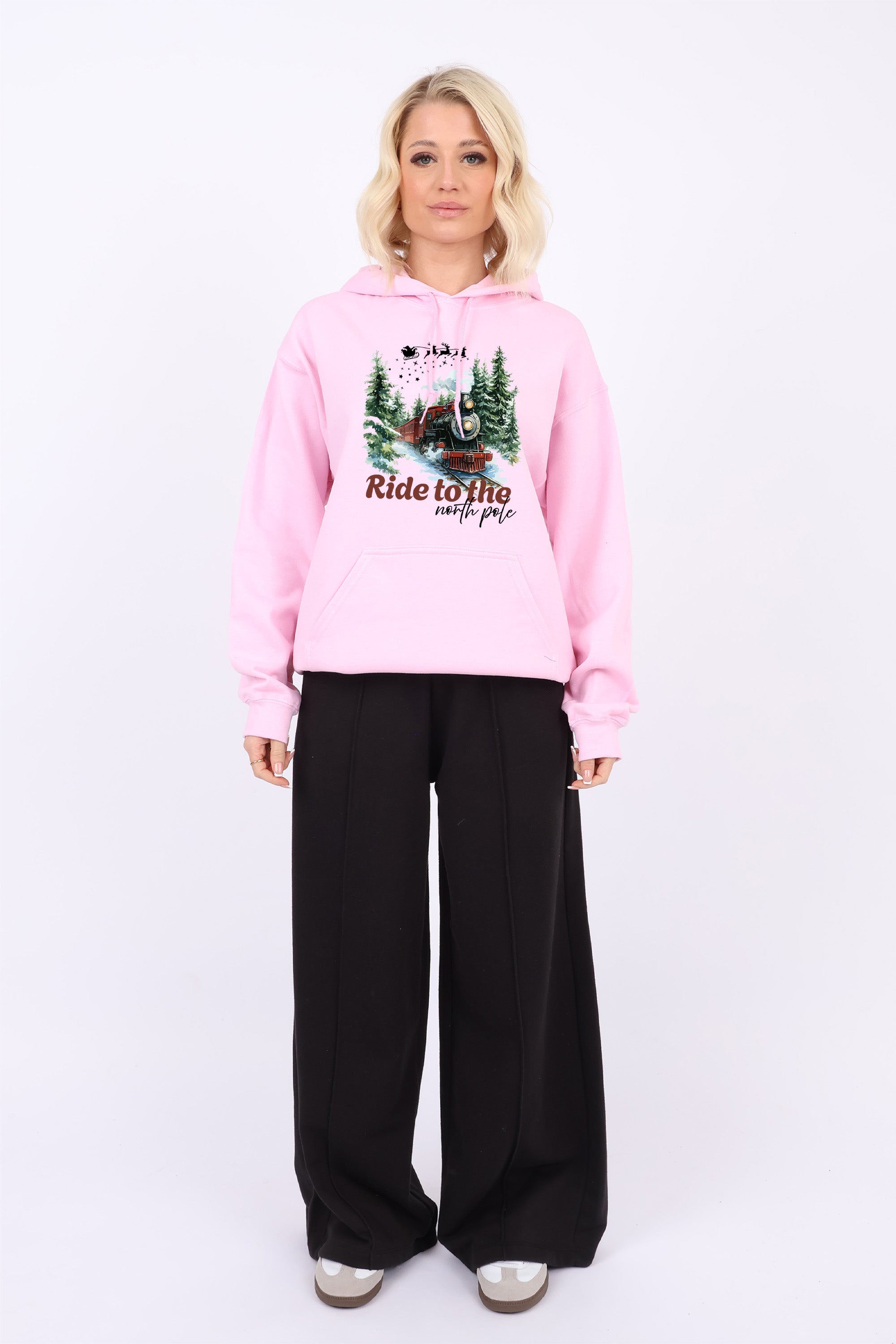 Unisex Heavy Blend North Pole Christmas Printed Hoodies