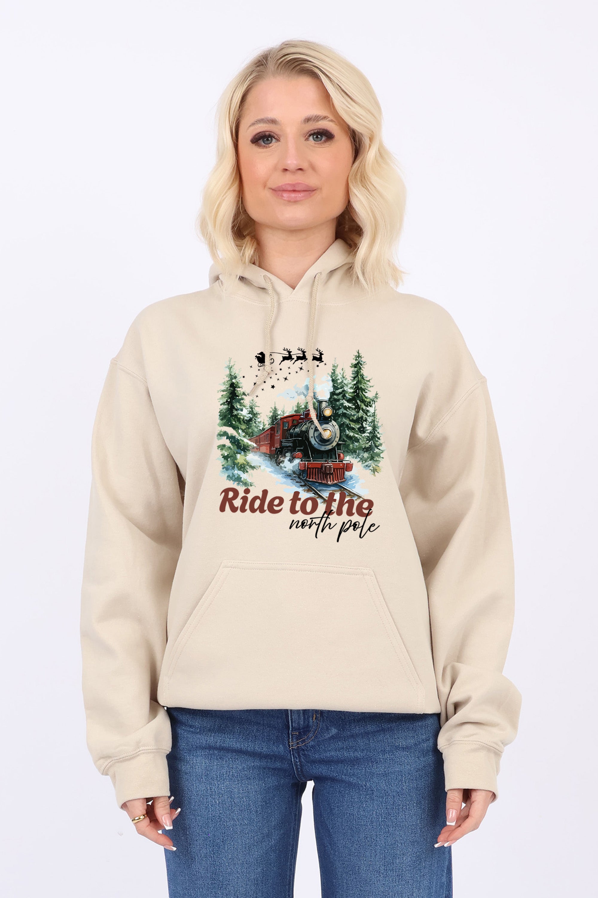 Unisex Heavy Blend North Pole Christmas Printed Hoodies