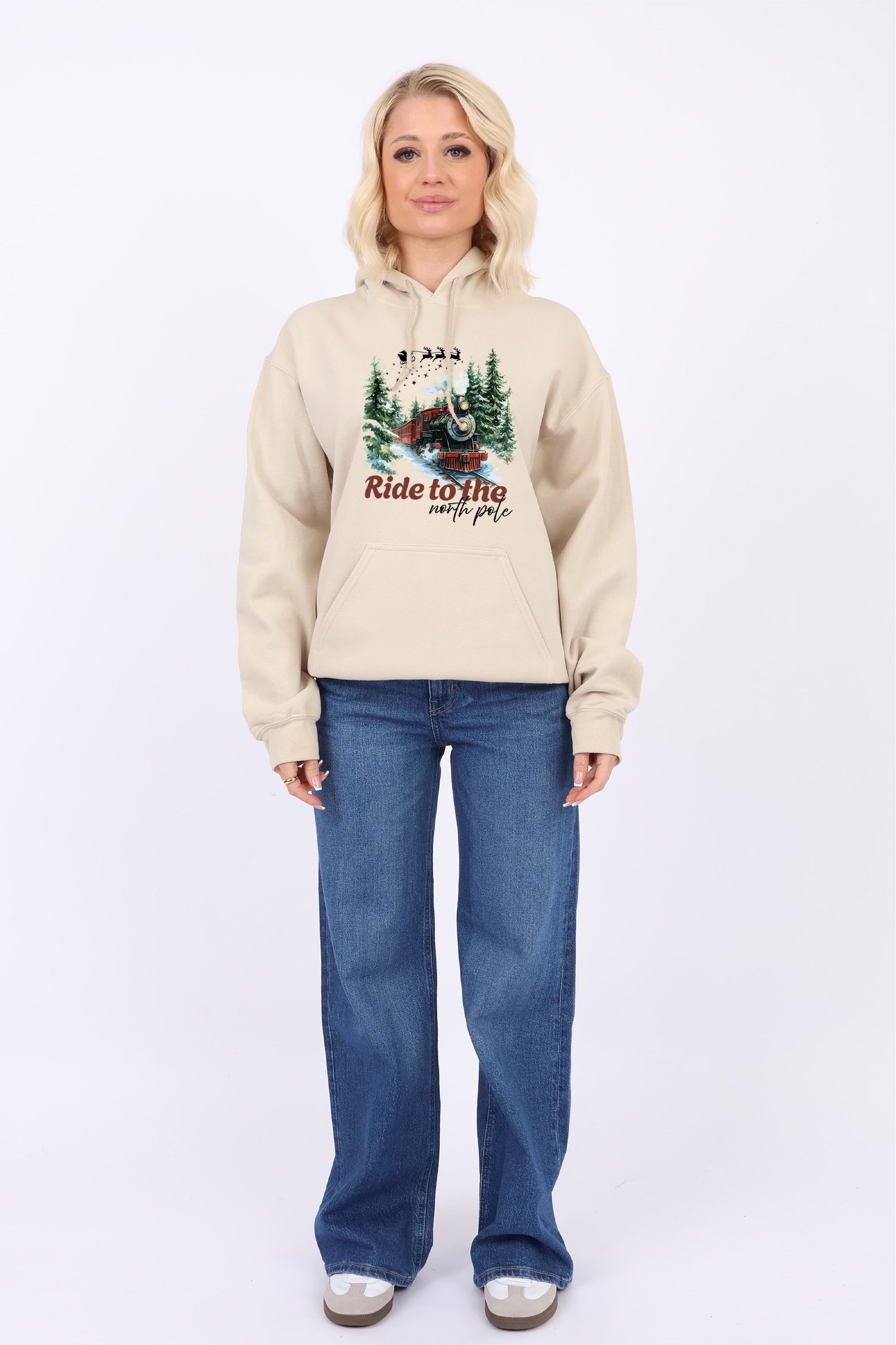 Unisex Heavy Blend North Pole Christmas Printed Hoodies